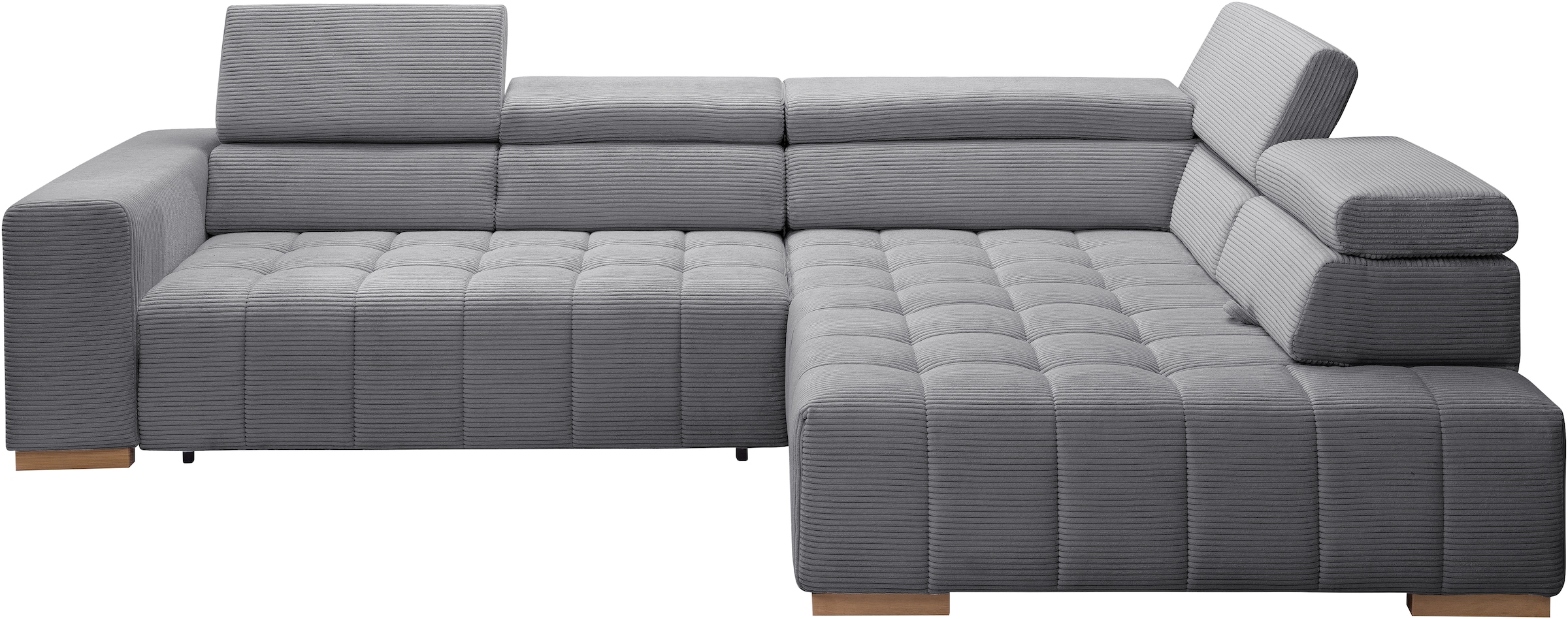 exxpo - sofa fashion Ecksofa »Elianos, hoher Sitzkomfort, aufwendige Kreuzsteppung im Sitz, L-Form«, inkl. Kopfteil- und Sitztiefenverstellung, wahlweise mit Bettfunktion