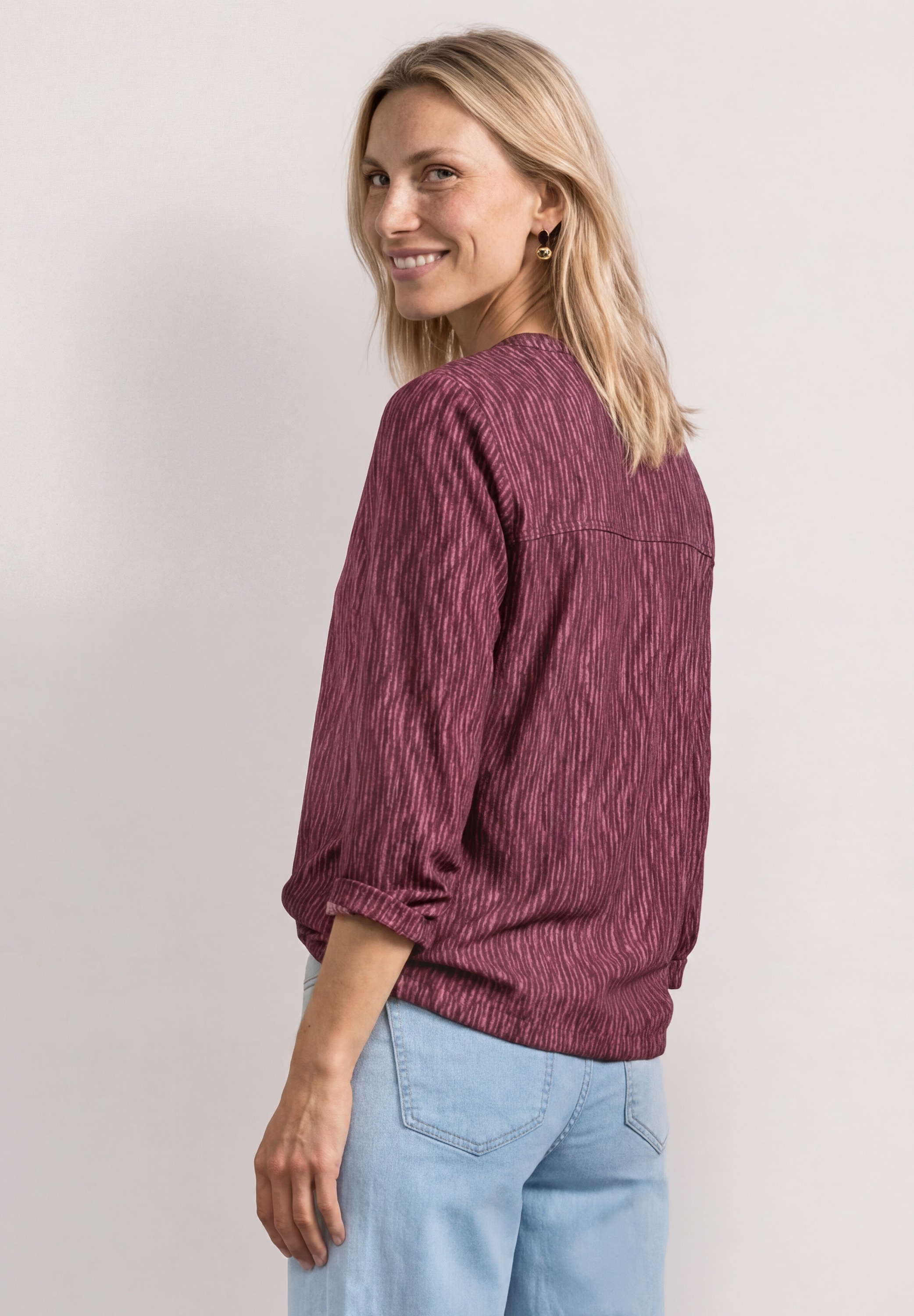 STREET ONE 3/4-Arm-Shirt Sommershirt mit Split Neck und Print
