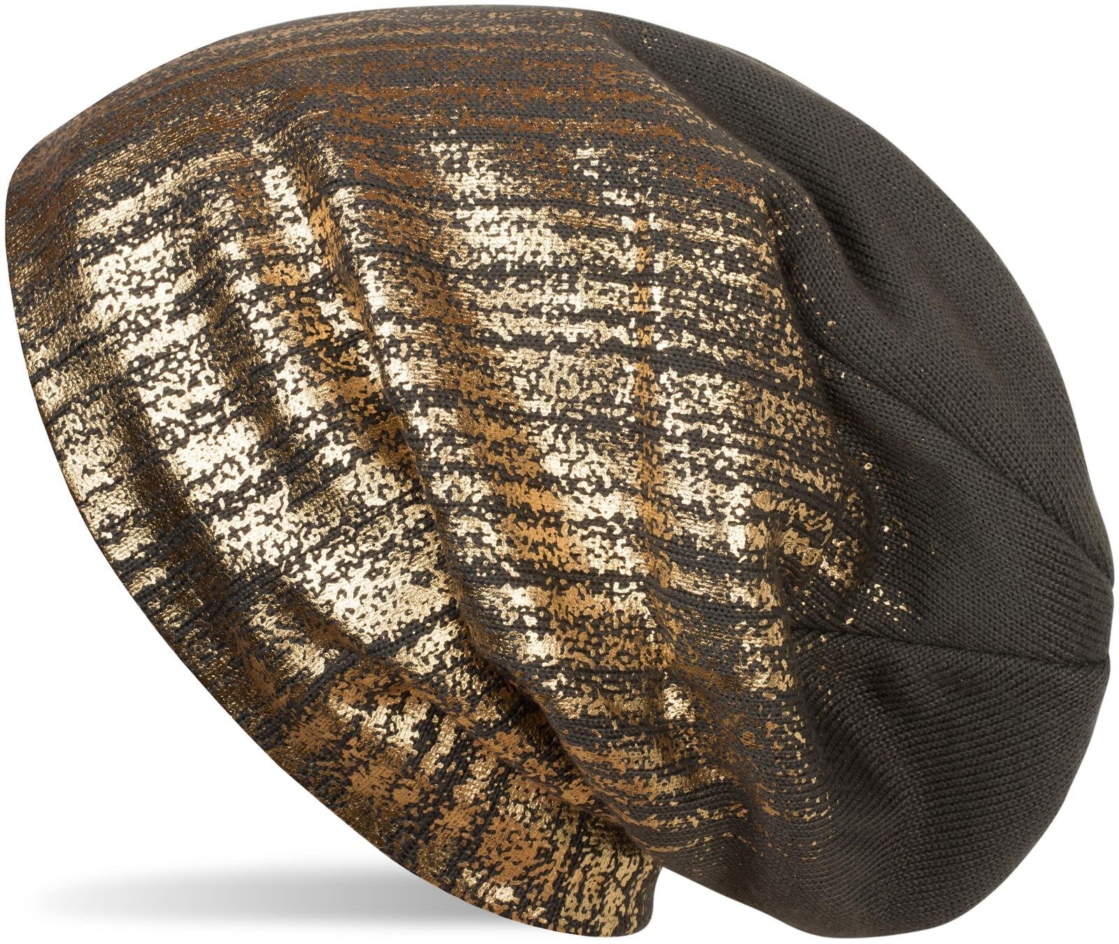 styleBREAKER Strickmütze »Feinstrick Beanie mit Metallic Print« 1 Stk.