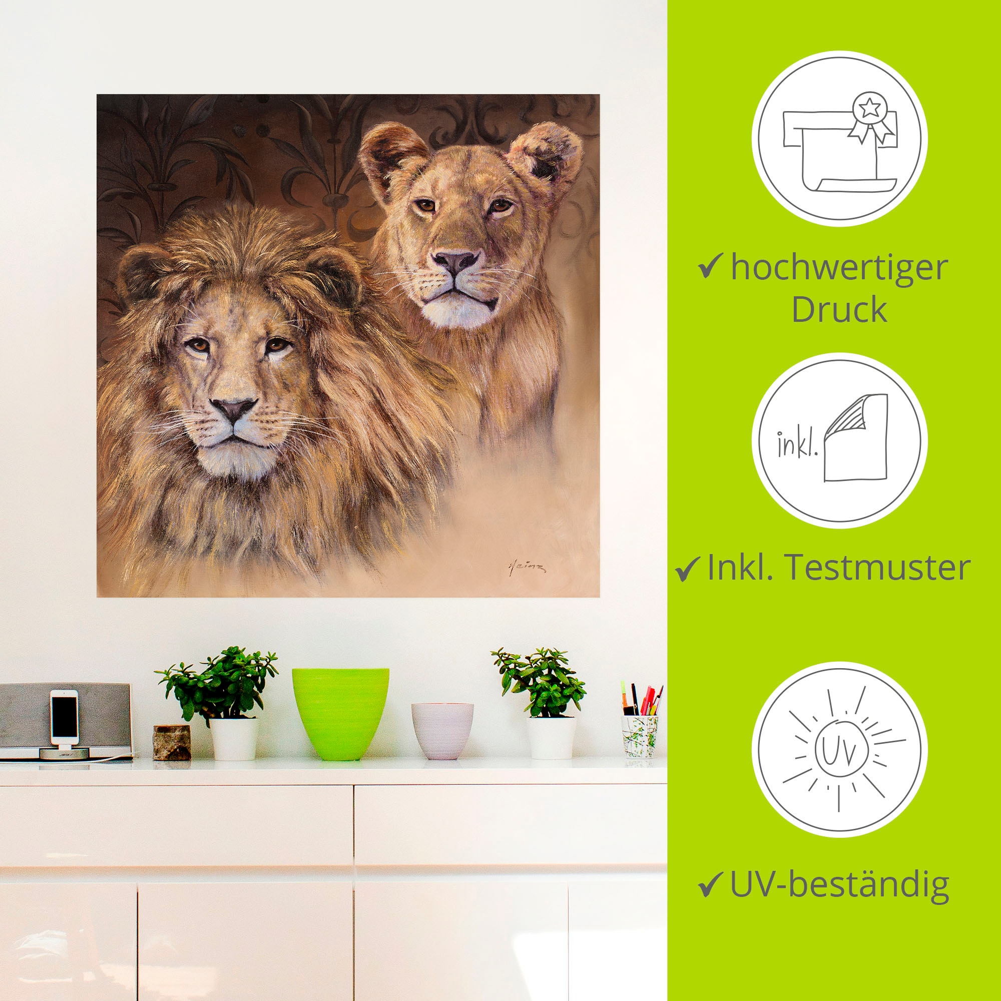 Artland Wandbild »Löwen«, Wildtiere, (1 St.), als Alubild, Outdoorbild, Leinwandbild, Poster, Wandaufkleber