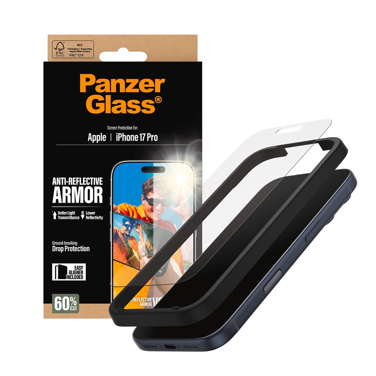 CARE by PanzerGlass Displayschutzglas »Anti-Reflective Armor Screen Protector« für Apple iPhone 17 Pro Displayschutzfolie, Schutzfolie, Bildschirmschutz, kratz- & stoßfest