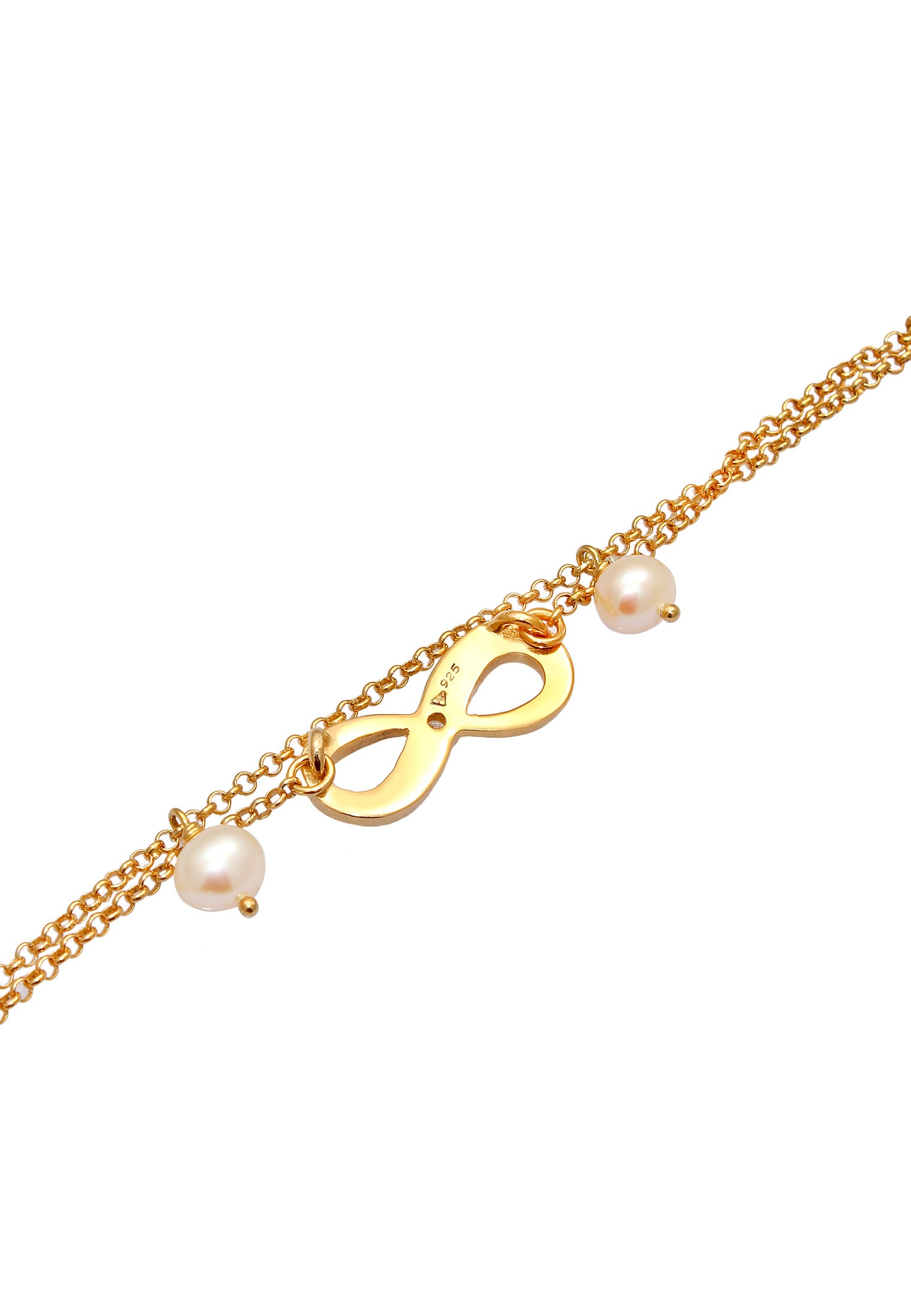 Nenalina Fußkette »Fußschmuck Infinity Zirkonia Süsswasserzuchtperlen 925 Silber«