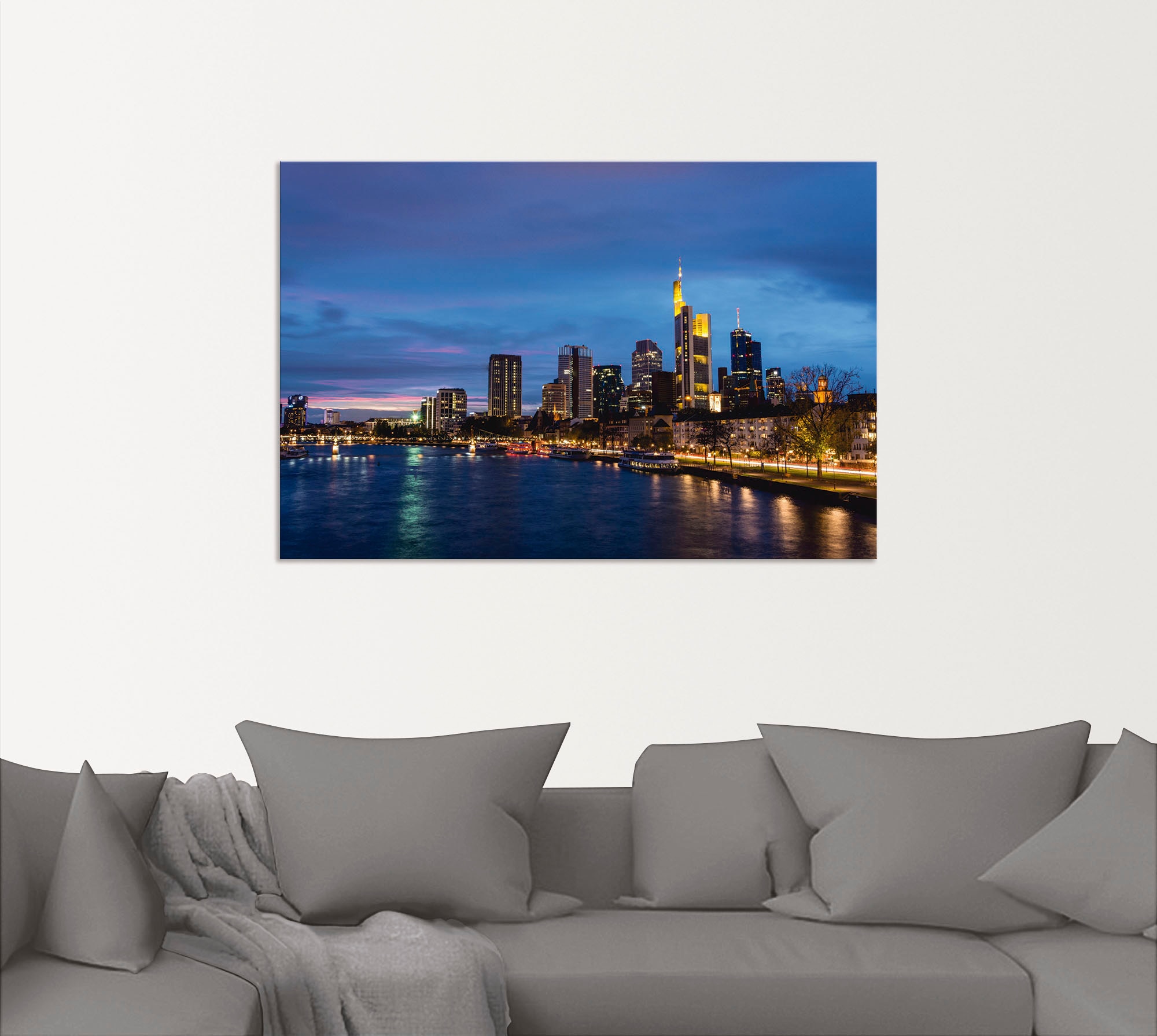 Artland Alu-Dibond-Druck »Frankfurt Skyline« Deutschland 1 Stk. tlg. für Innen- und Außenbereich geeignet, Outdoorbild