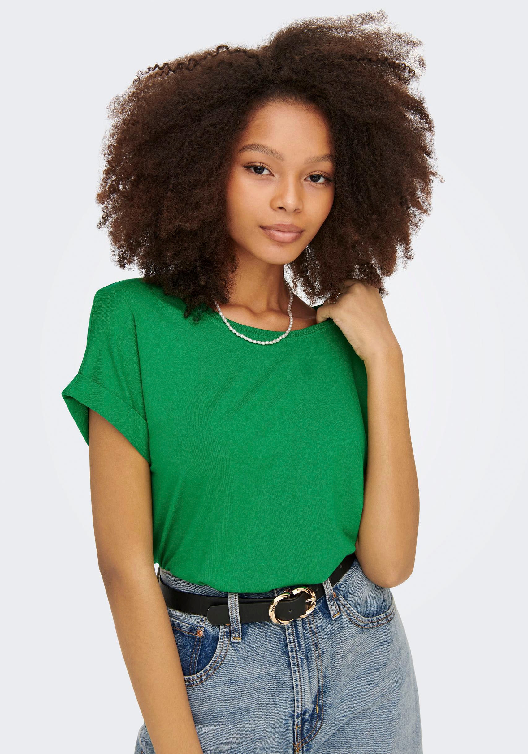 ONLY T-Shirt »ONLMOSTER S/S O-NECK TOP NOOS JRS«, mit Aufschlag am Arm