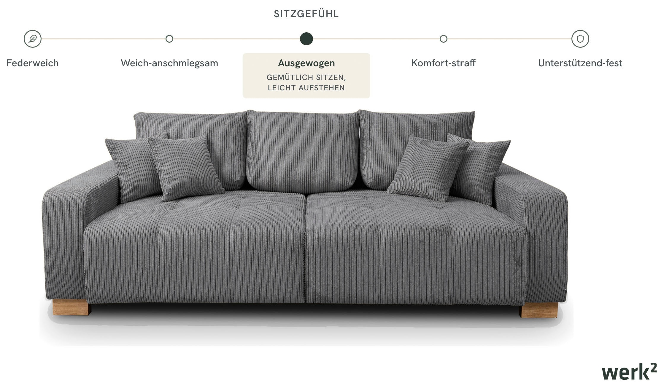 WERK2 Big-Sofa »Rimini Mega-Couch, 4-Sitzer, Cord, XXL Couch mit großer Sitztiefe« Megasofa mit 4 Sitzplätzen, losen Rückenkissen & Zierkissen