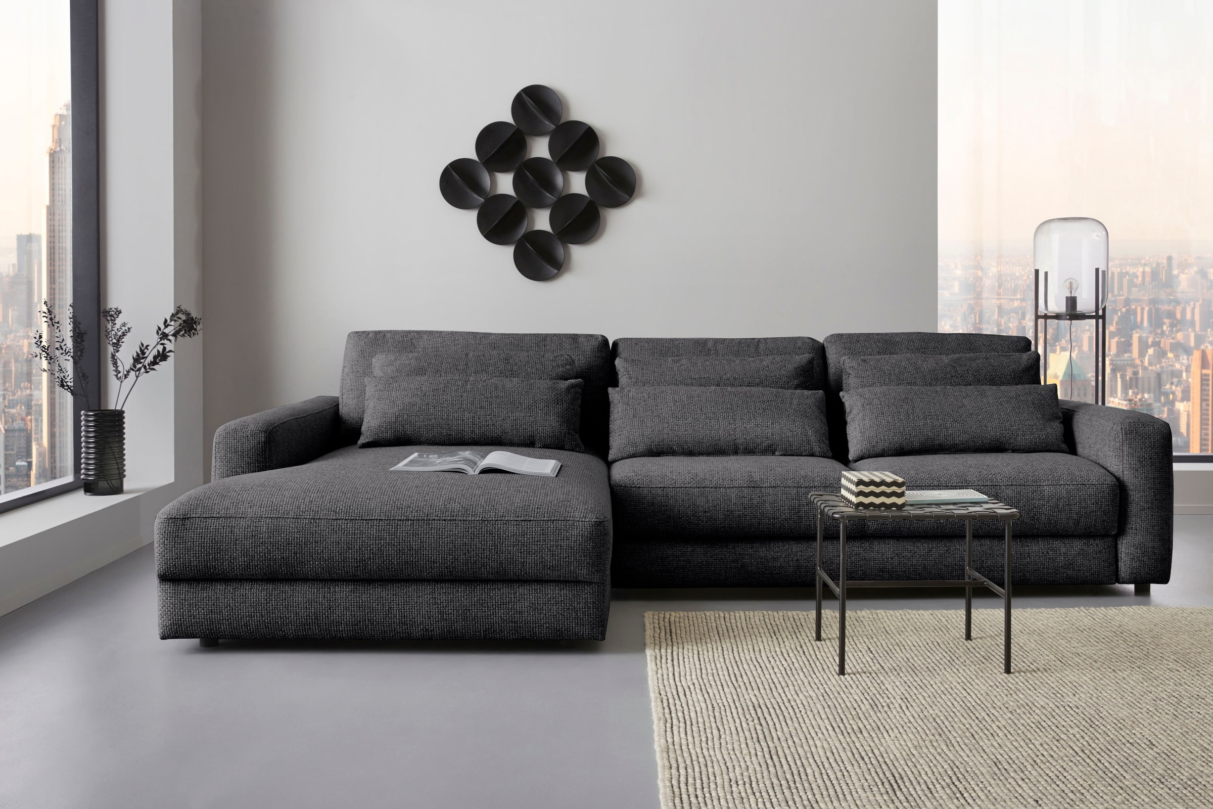 Places of Style Ecksofa »Bloomfield, bequem und elegant, L-Form«, wahlweise mit Bettfunktion und Bettkasten