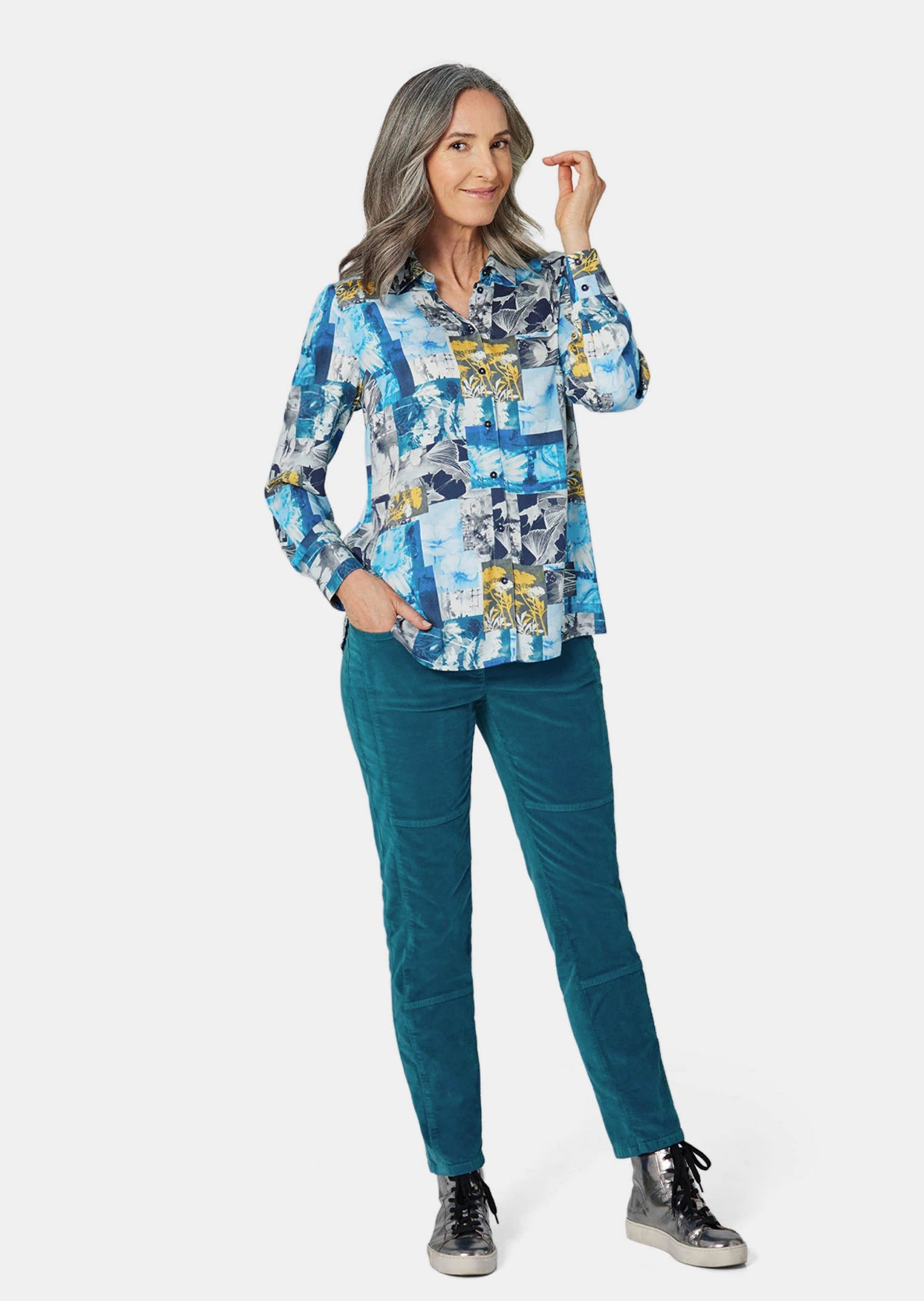 GOLDNER Hemdbluse »Kurzgröße Hemdbluse mit Druck« keine/nicht Relevant