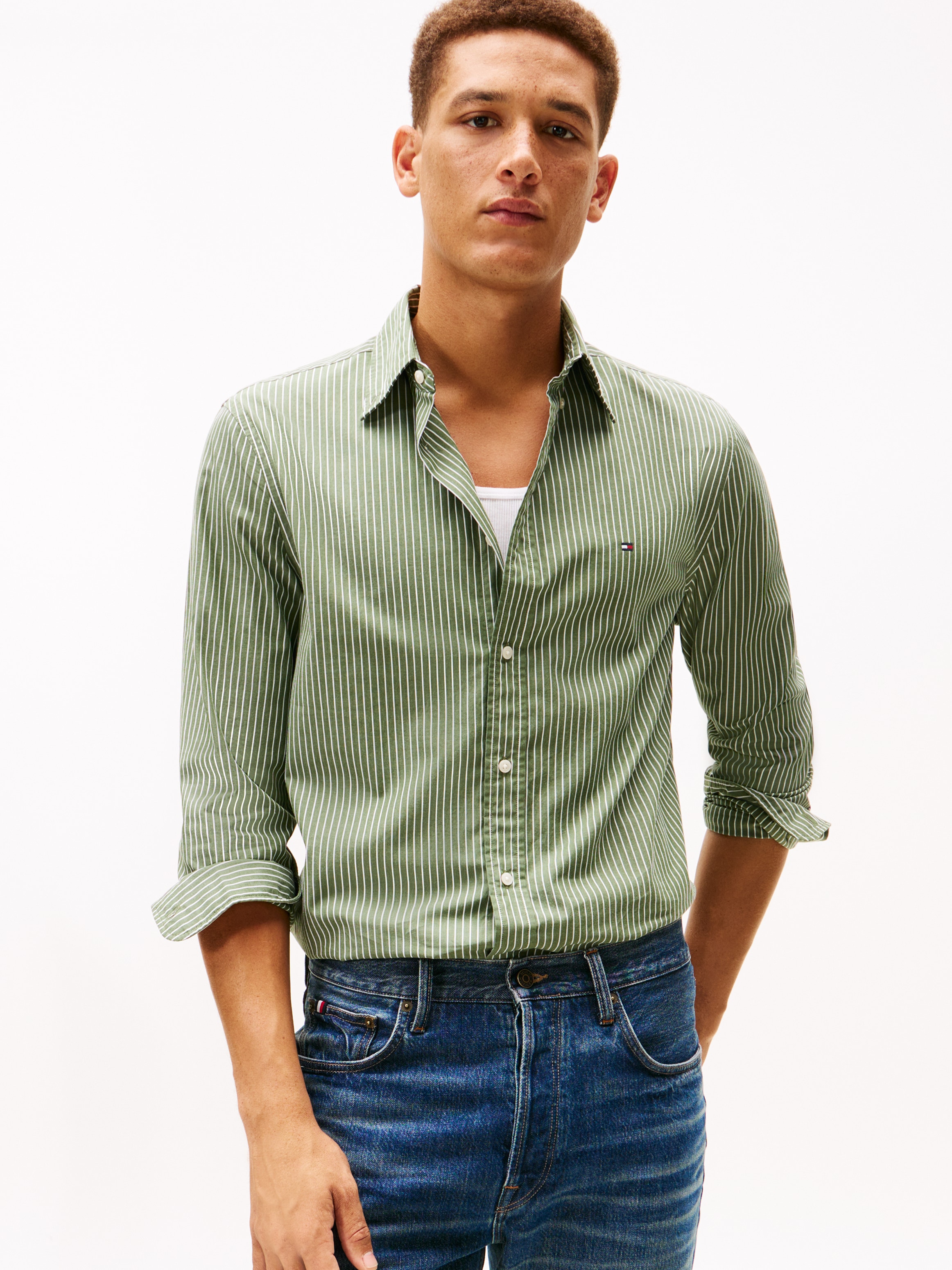Tommy Hilfiger Langarmhemd »CORE HAIRLINE POPLIN« regular fit, Button-down-Kragen, fein gestreift