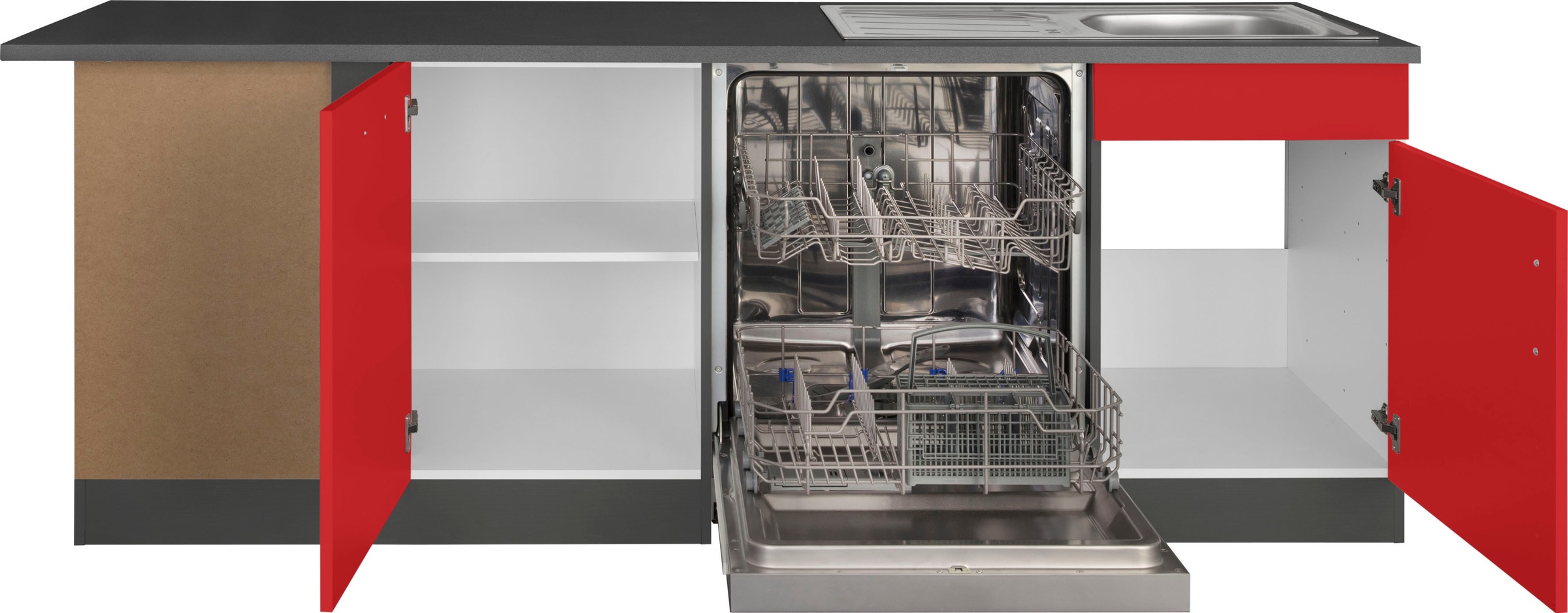 KOCHSTATION Küchenzeile »KS-Paris – Küchen mit einzigartigen Fotomotiven auf den Fronten« Stellbreite 290/220 cm, wahlweise mit E-Geräten und Induktion