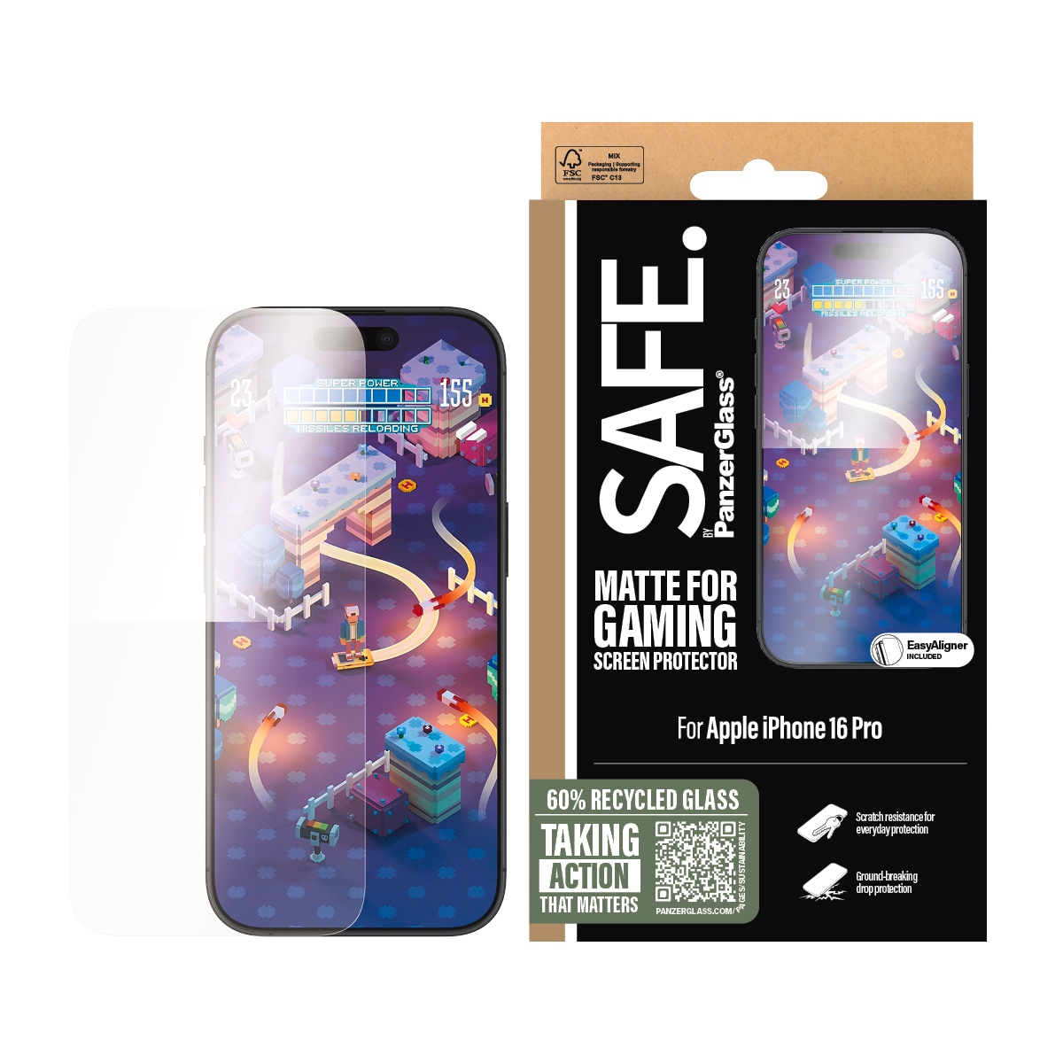 SAFE by PanzerGlass Displayschutzglas »Matte for Gaming Screen Protection«, für Apple iPhone 16 Pro,...