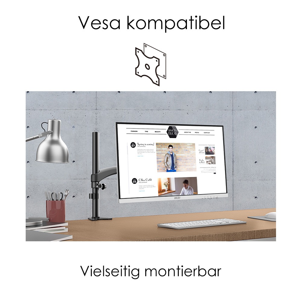 MSI LED-Monitor »Modern MD241PW«, 60 cm/24 Zoll, 1920 x 1080 px, Full HD, 5 ms Reaktionszeit, 75 Hz, 3 Jahre Herstellergarantie, höhenverstellbar, USB-C
