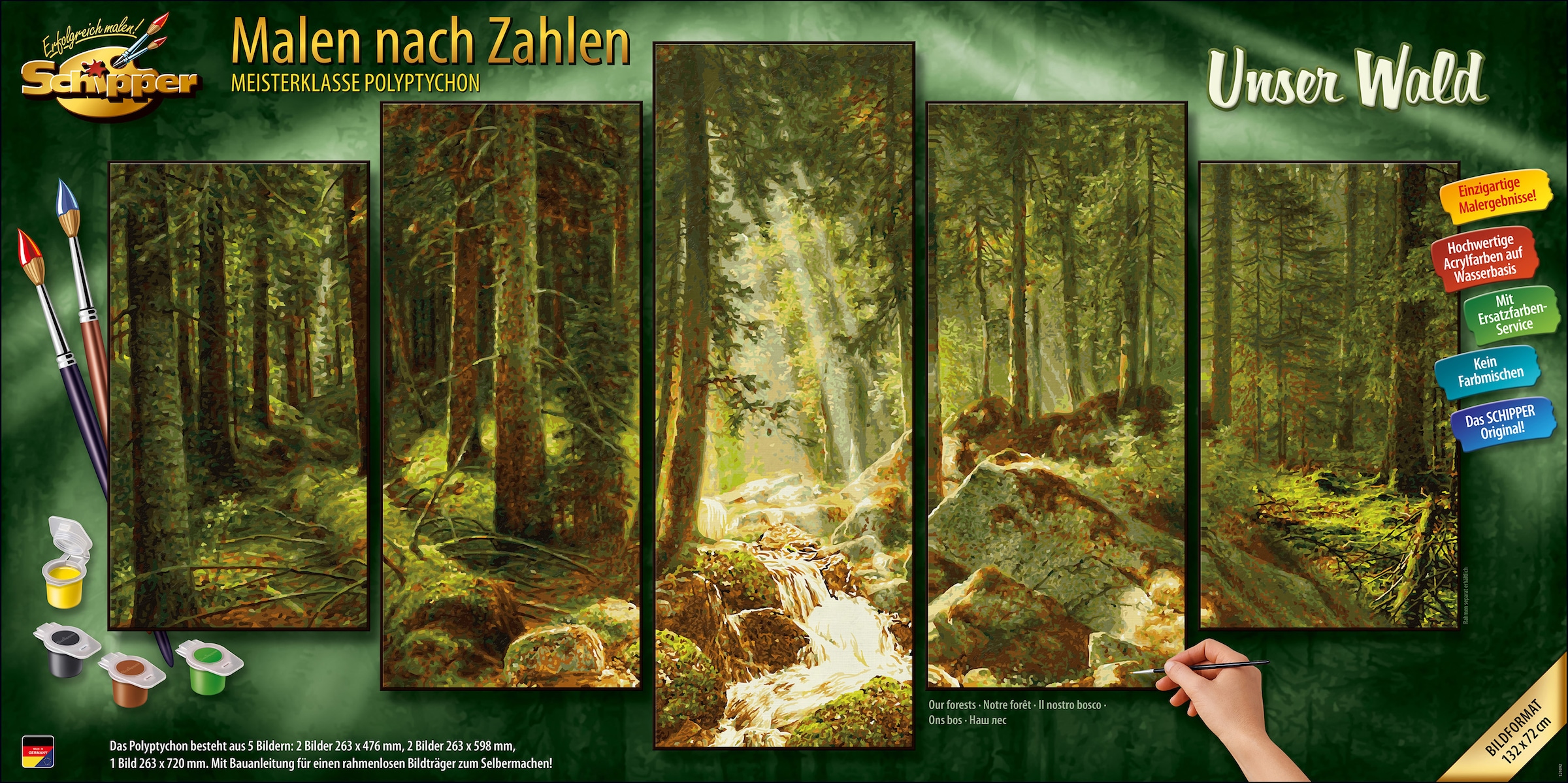 Malen nach Zahlen »Meisterklasse Polyptychon - Unser Wald«, Made in Germany