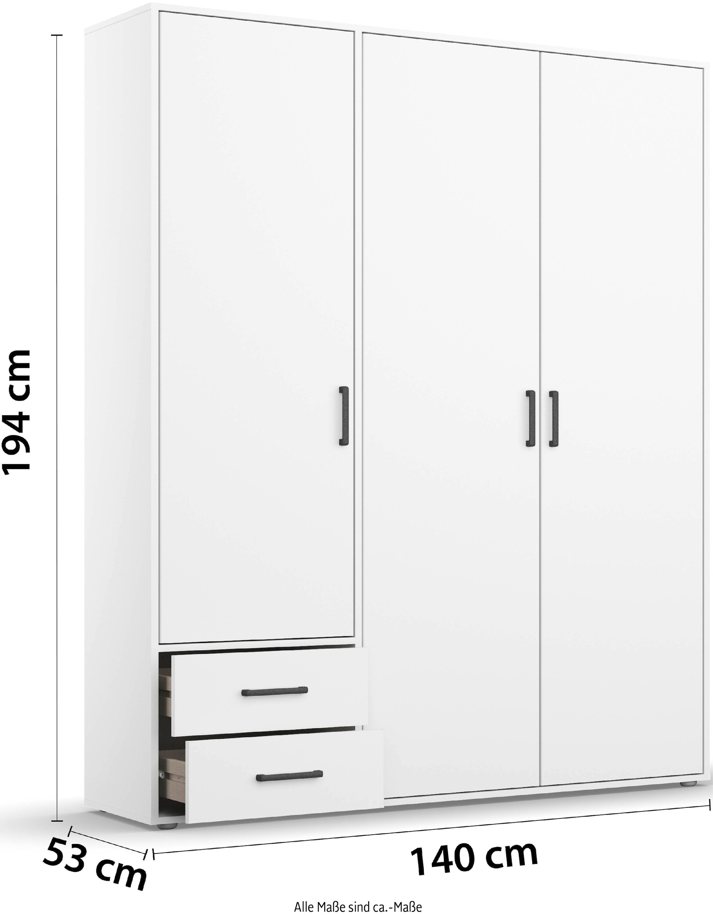 rauch Drehtürenschrank »Voyager, Kleiderschrank mit Außenschubkästen, Garderobe«, (in 3 verschiedenen Ausstattungen BASIC/CLASSIC/PREMIUM), Made in Germany
