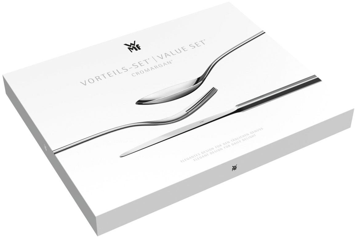 WMF Besteck-Set »Miami in eleganter Optik, ergonomische Haptik, Wellenschliff-Messer«, (Set, 60 tlg.), spülmaschinengeeignet, säuregeeignet, hochwertiger Besteckkasten