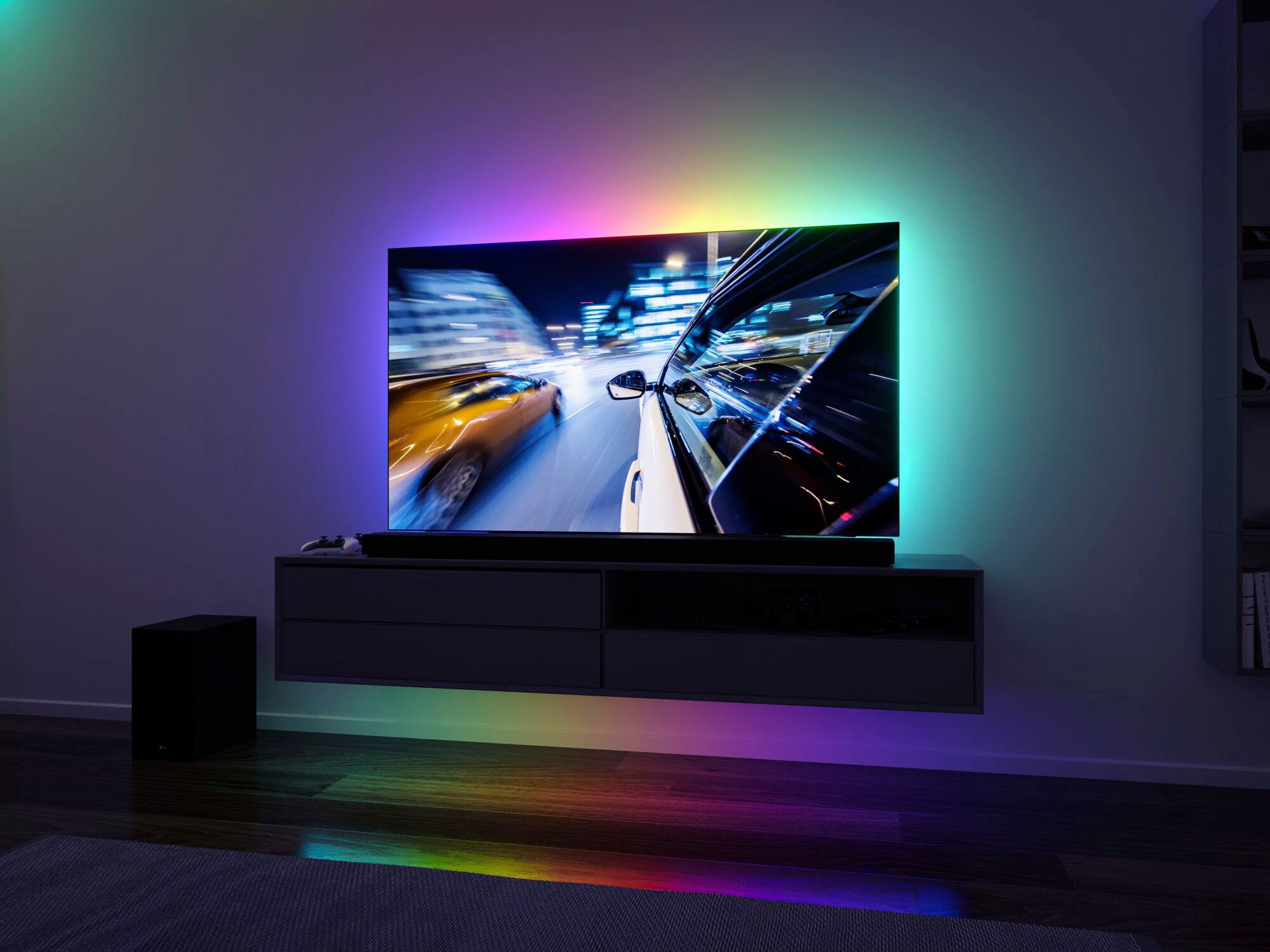 Paulmann LED-Streifen »USB LED Strip TV-Beleuchtung 65 Zoll 2,4m Dynamic Rainbow RGB 4W«, 1 St.-flammig