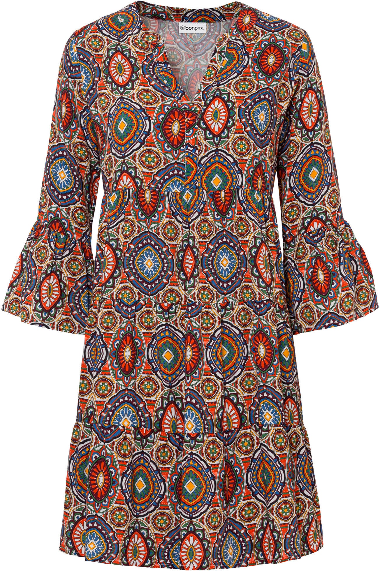 bonprix Minikleid »Minikleid aus fließender Viskose« für eleganten Auftritt, aus Viskose, in A-Linie, mit 3/4-Ärmeln