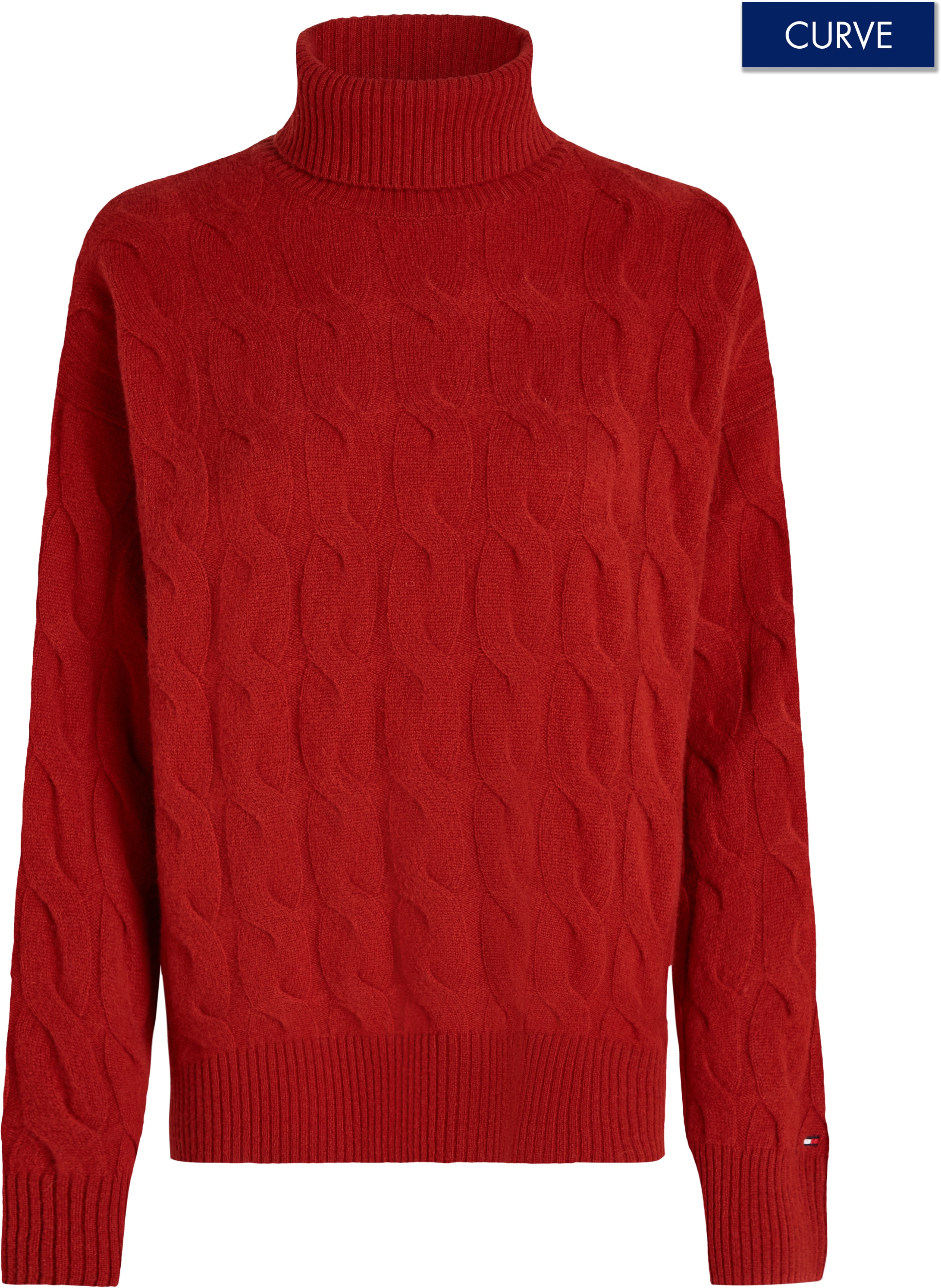 Tommy Hilfiger Curve Rollkragenpullover »CRV SOFT WOOL C Sweater«, in Großen Größen, mit Logostickerei am Ärmel, aus 100% Wolle