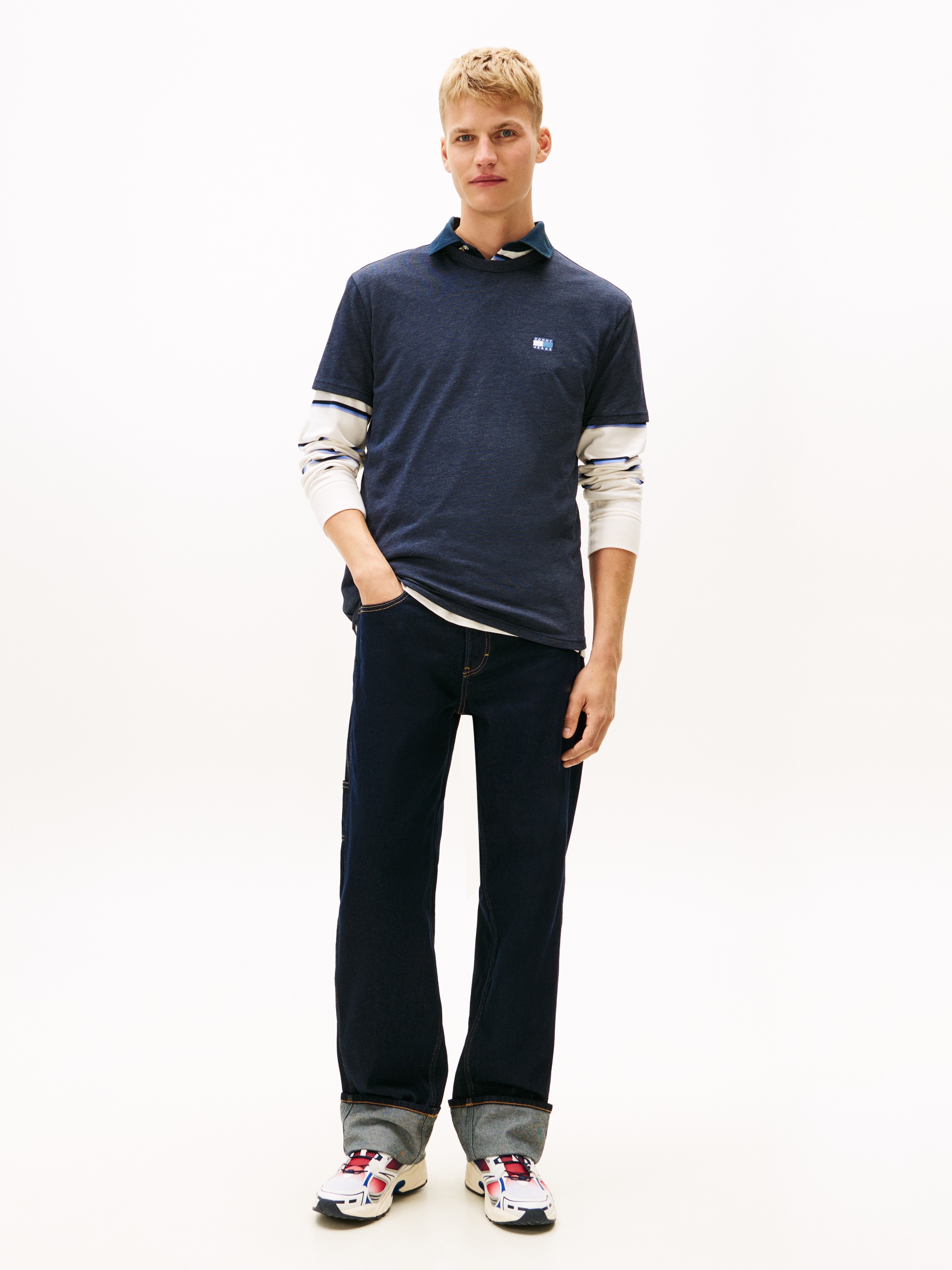 Tommy Jeans T-Shirt »TJM REG BADGE« Rundhals, Jersey, meliert, regular fit