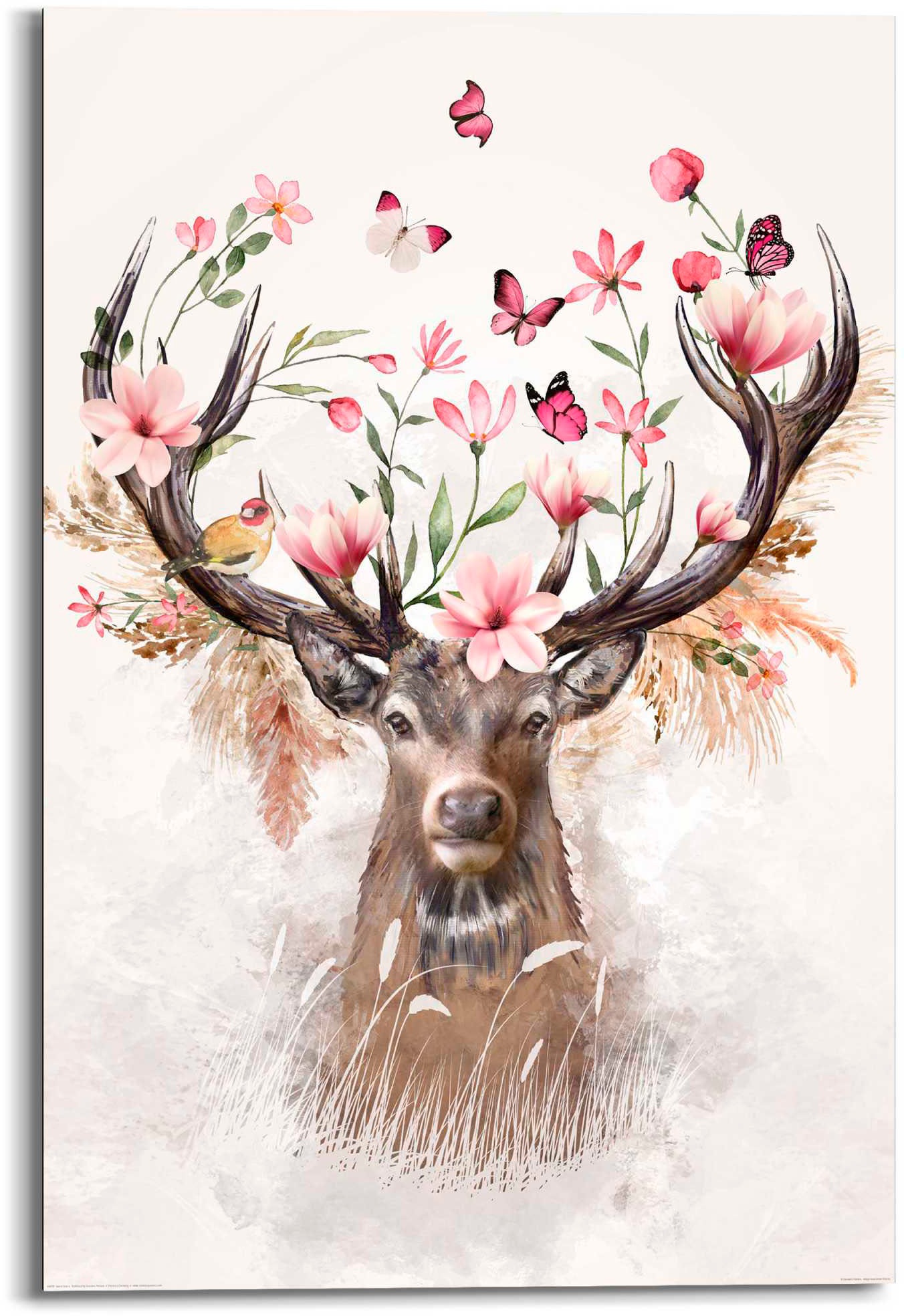 Reinders! Deco-Panel »Hirsch in Blumen«
