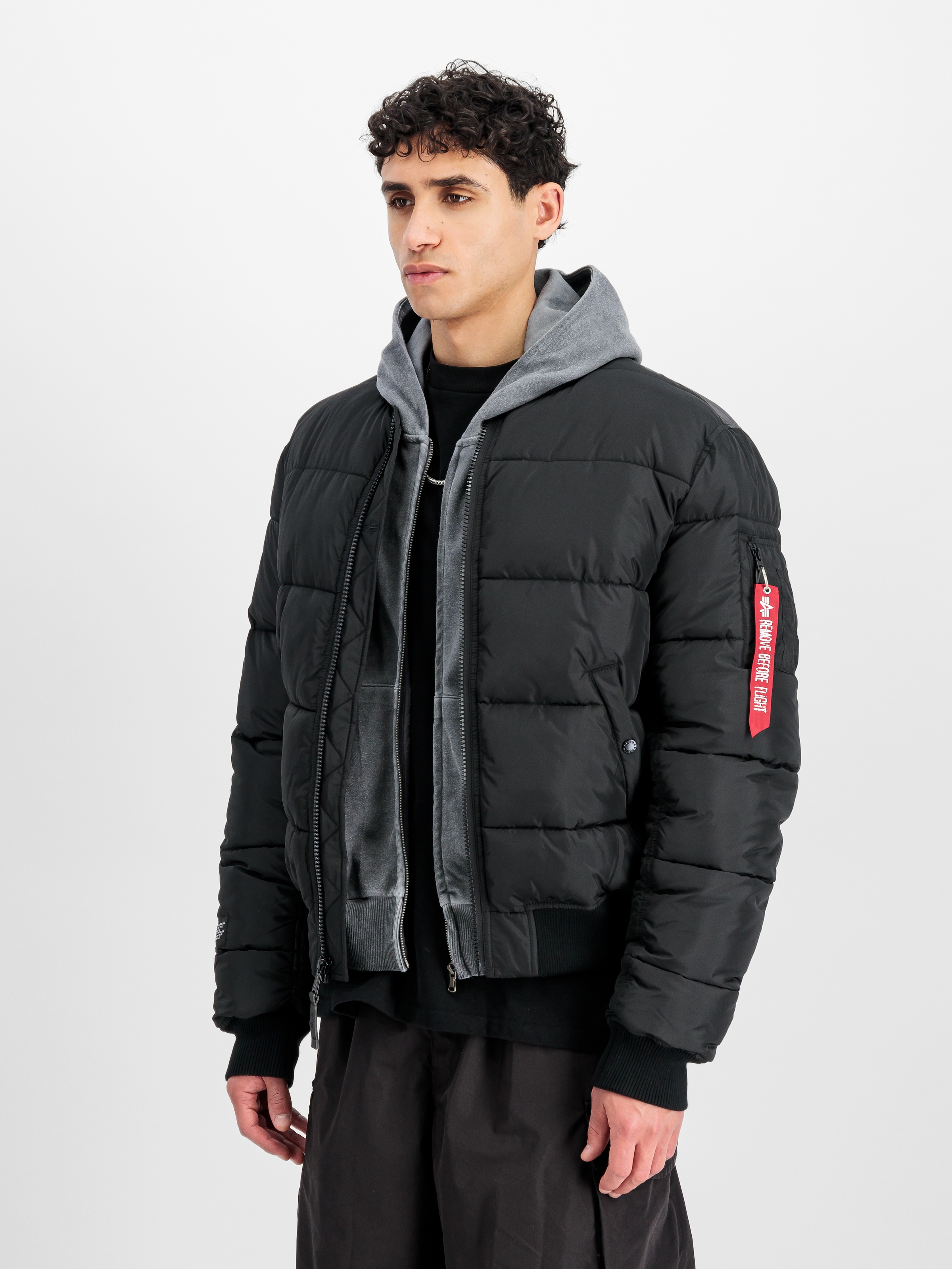 Alpha Industries Herren Steppjacke »MA-1 Logo Puffer« ohne Kapuze in schwarz, Größe 3XL