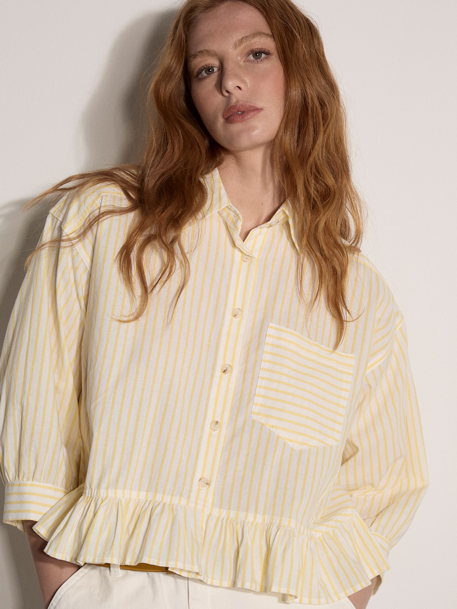 Apricot Klassische Bluse »Bluse« mit gestreiftem Rüschen-Saum
