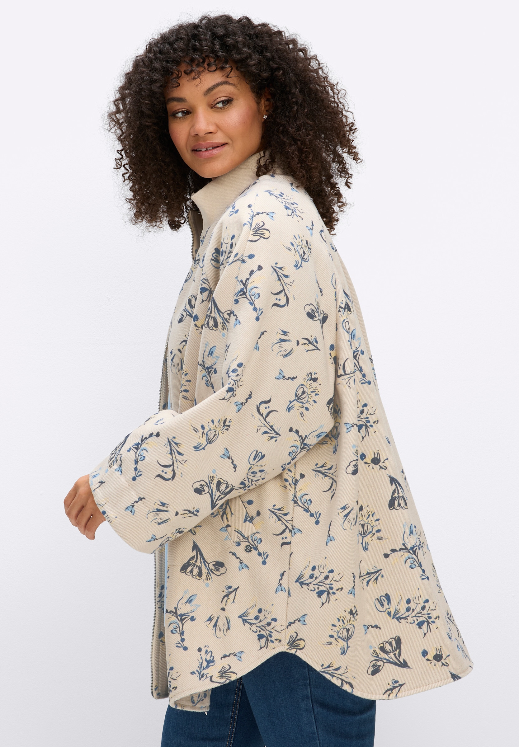 Sheego Cape »Cape Cape mit Blütenprint und Rippbündchen« keine Angabe