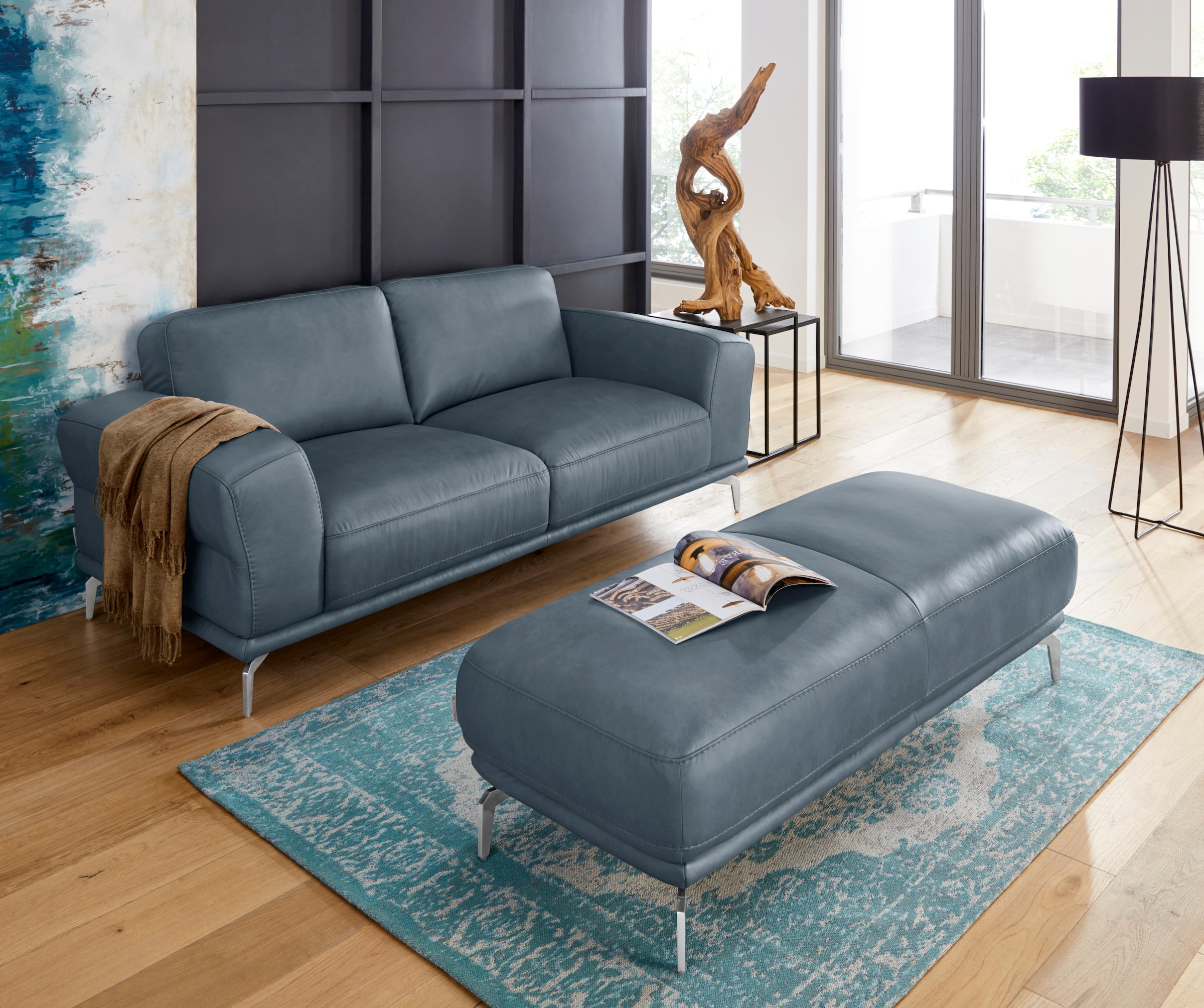 W.SCHILLIG Hocker »montanaa«, mit Metallfüßen in Chrom glänzend, Breite 141 cm