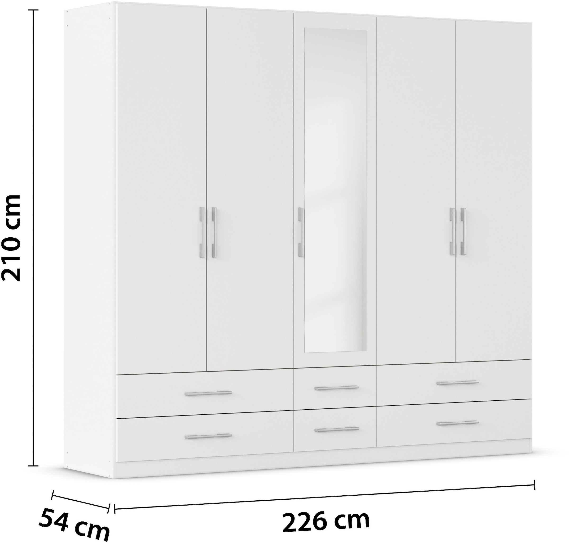 rauch Kleiderschrank »Schrank Garderobe Wäscheschrank HERSBRUCK in 2 Breiten« Breiten: 226 oder 271 cm, Höhe 210 cm,  mit 6 großzügigen Schubladen sowie Spiegeltüren MADE IN GERMANY