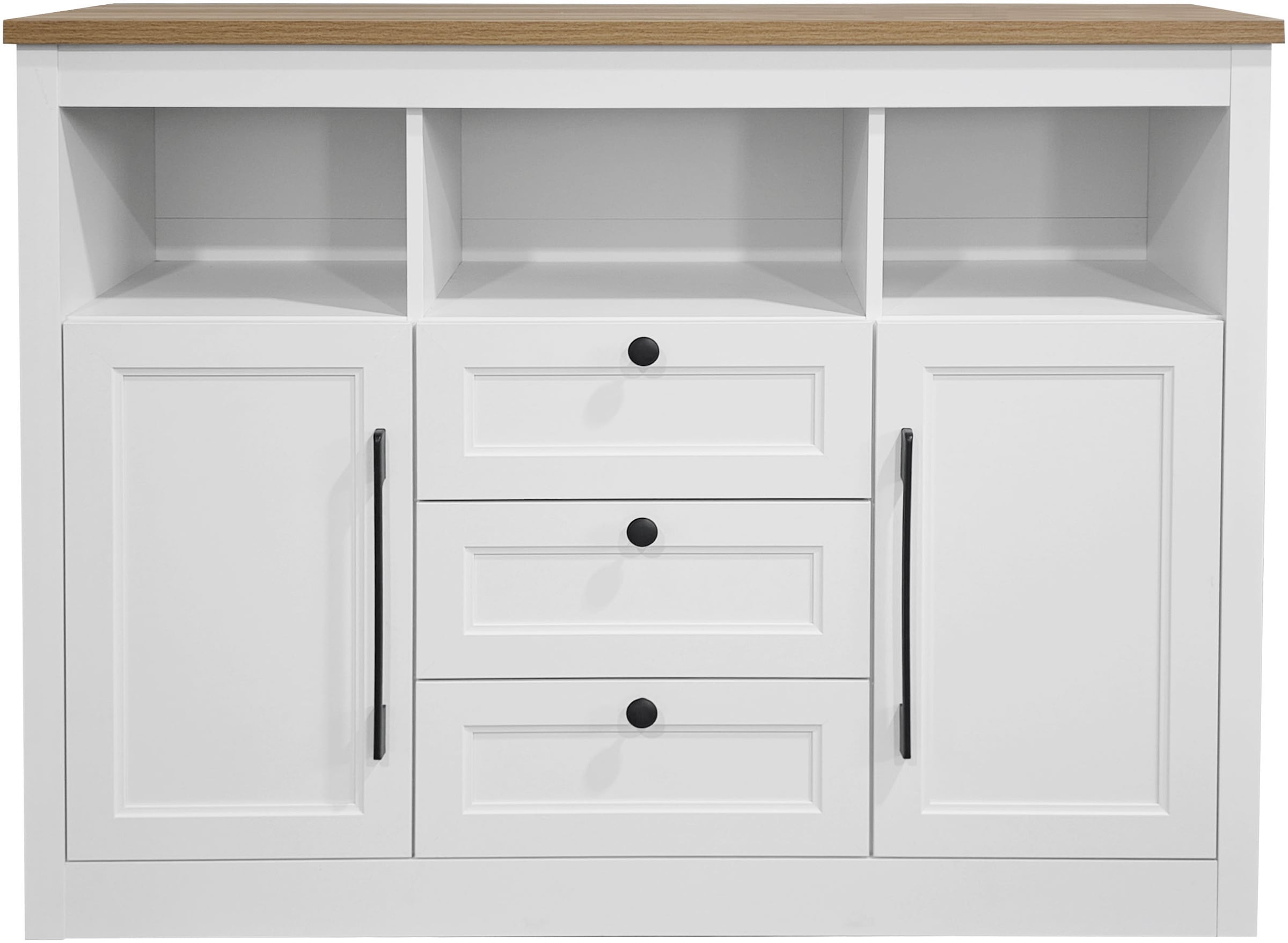 OTTO home Sideboard »Ismund«, aus MDF, mit Holz-Zierleiste, schwarzen Metallgriffen, Höhe 95 cm