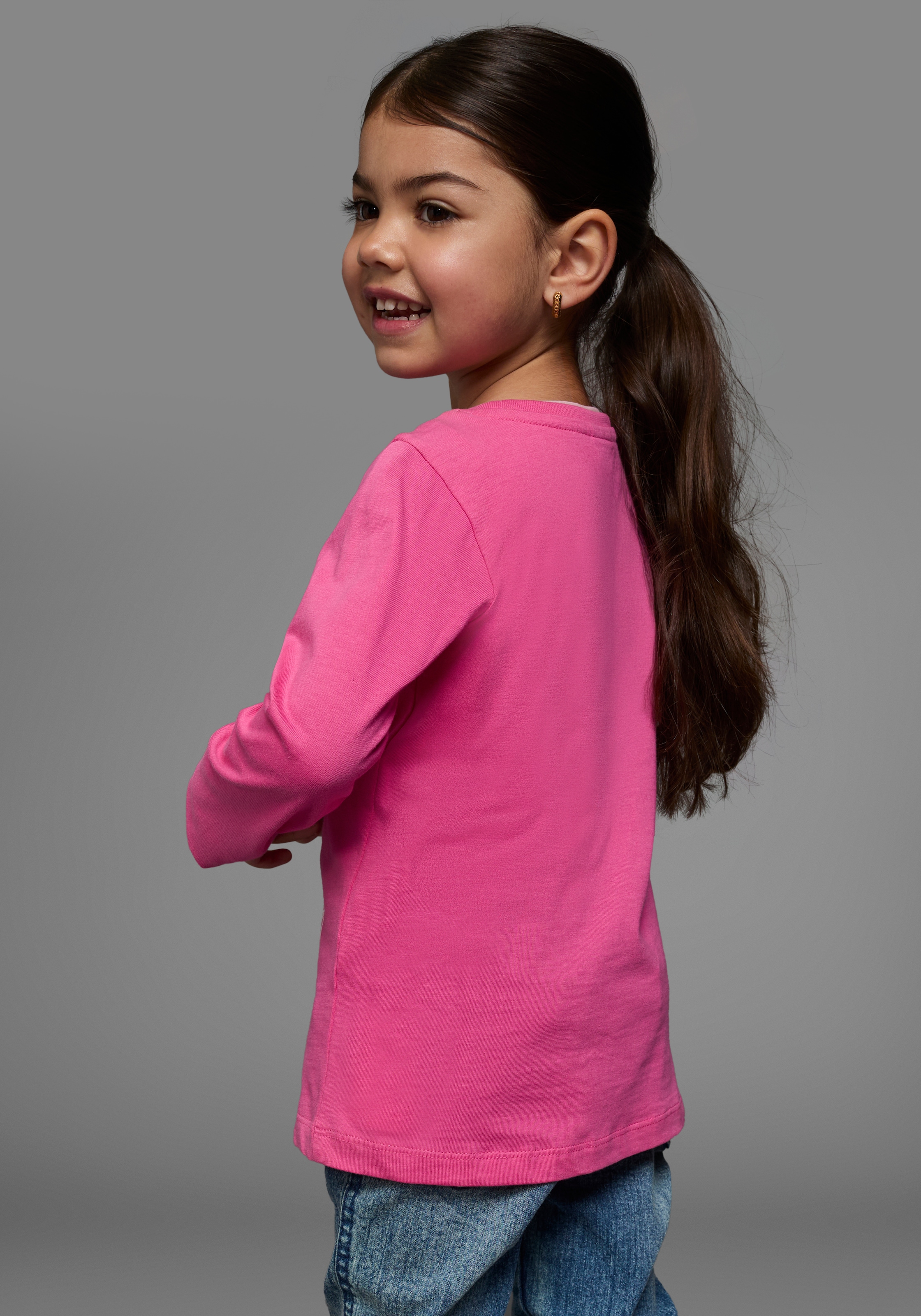 KIDSWORLD Langarmshirt »Ich schmeiss alles hin und werd´ Prinzessin«, langärmlig, Basic-Passform, mit Glitzerdruck