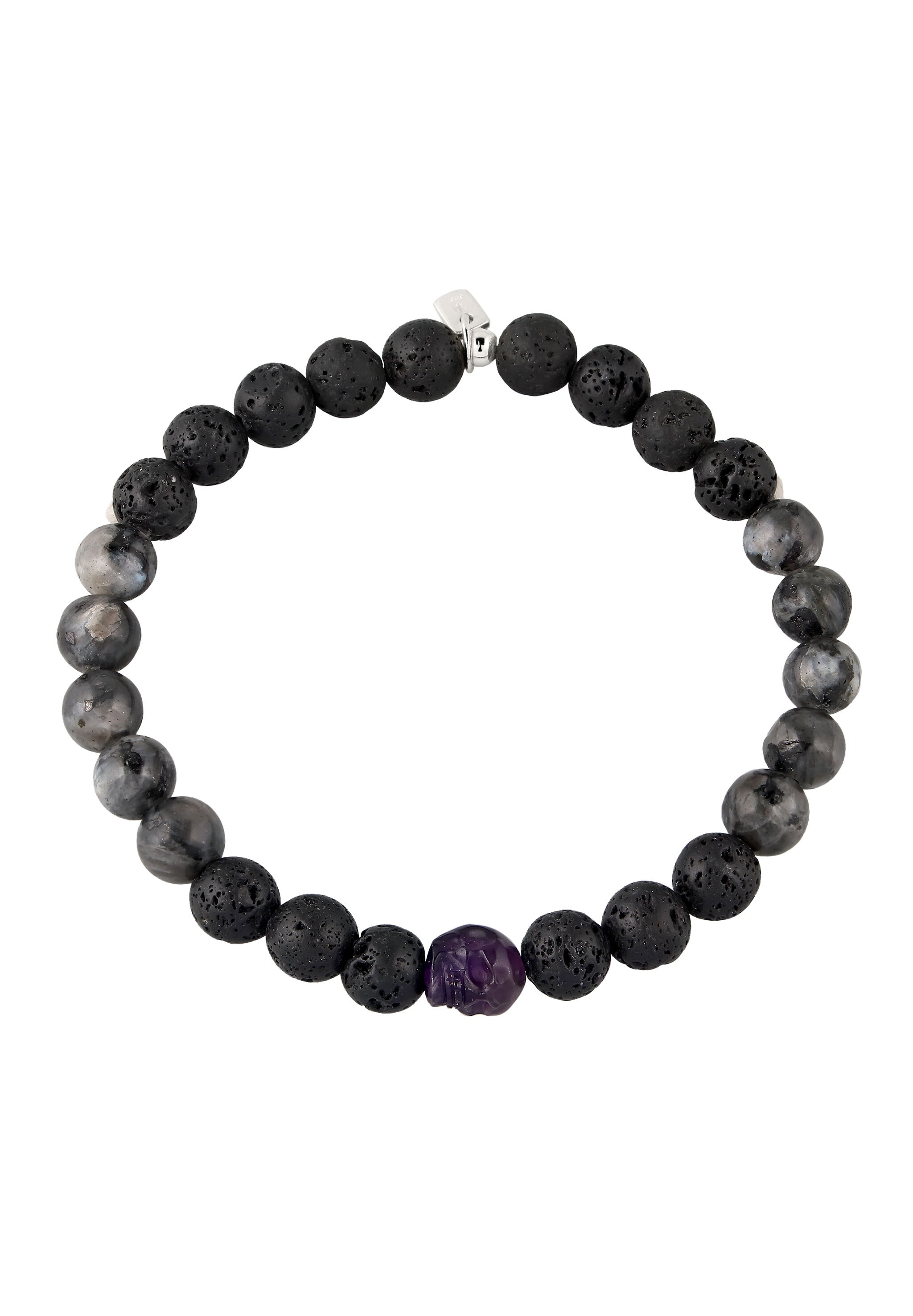 Kuzzoi Armkette »Armband Lava Lavakite Amethyst Stones Schwarz 925 Sterling Silber«