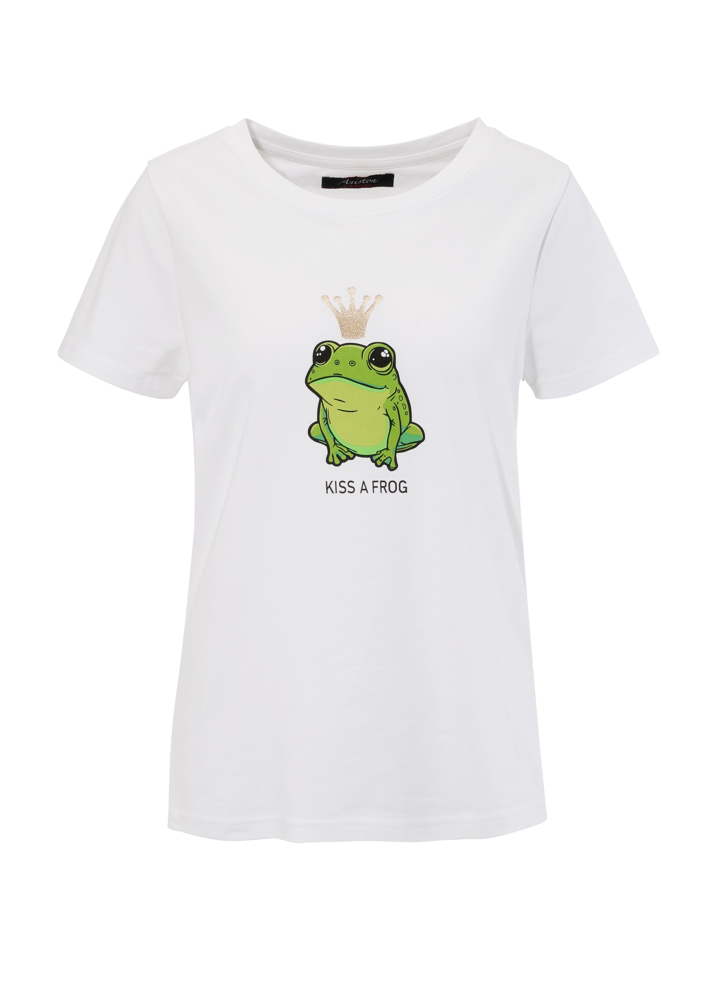 Aniston CASUAL T-Shirt, mit Frosch und glitzernder Krone bedruckt