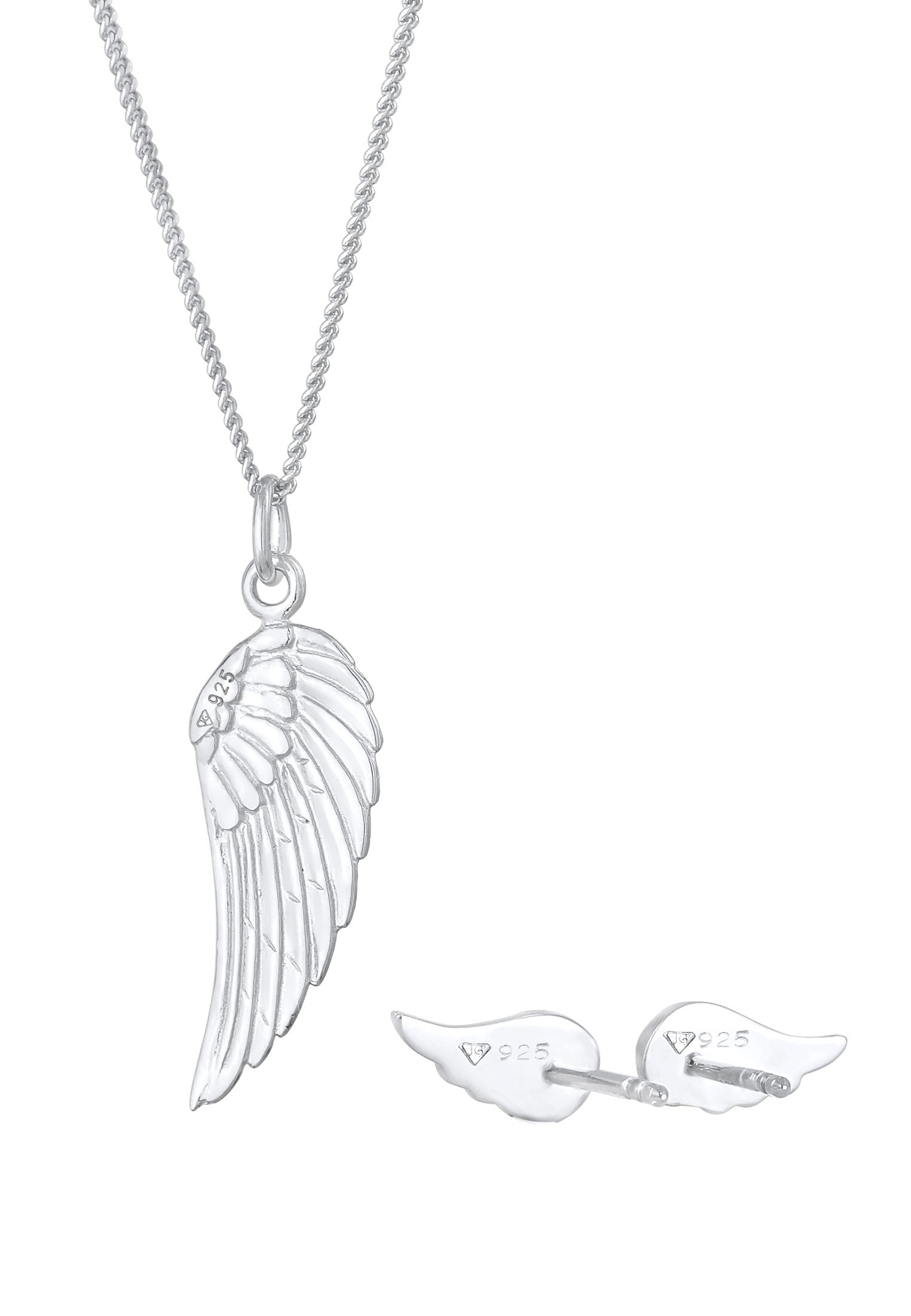 Elli Ohrring und Ketten Set »Schmuckset Engelsflügel Halskette Ohrstecker 925 Silber«