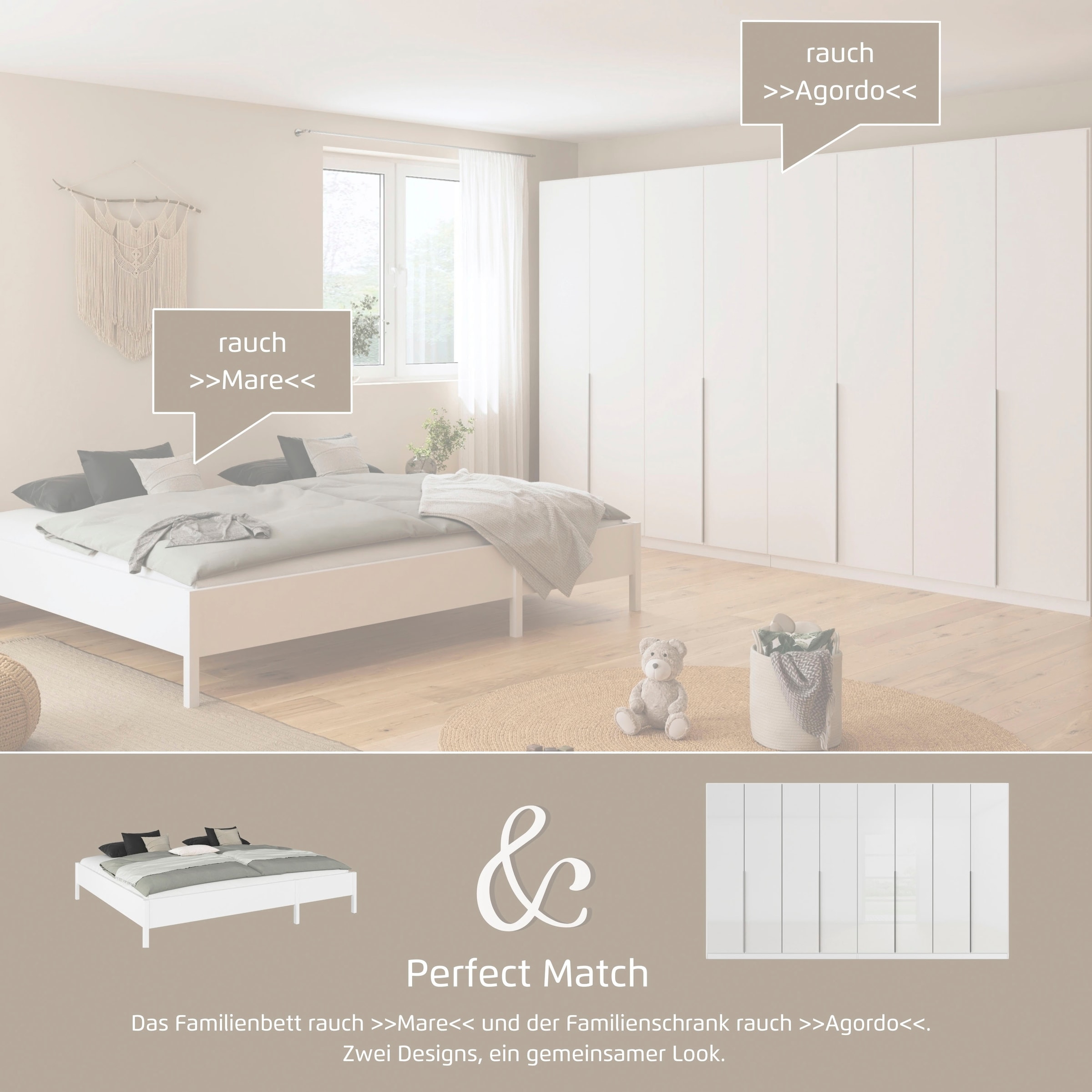 rauch Bett »Familienbett XXL Familiengröße Ehebett Doppelbett umbaubar« flexible Umbaumöglichkeit in Einzelbetten,  240x200 cm und 270x200 cm - mit oder ohne Kopfteil MADE IN GERMANY