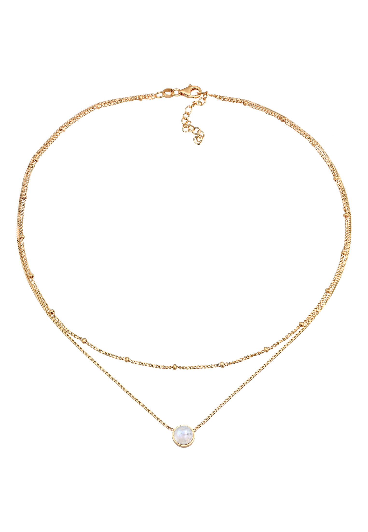 Elli Silberkette »Halskette Choker Layer Mondstein Kugelkette 925 Silber«