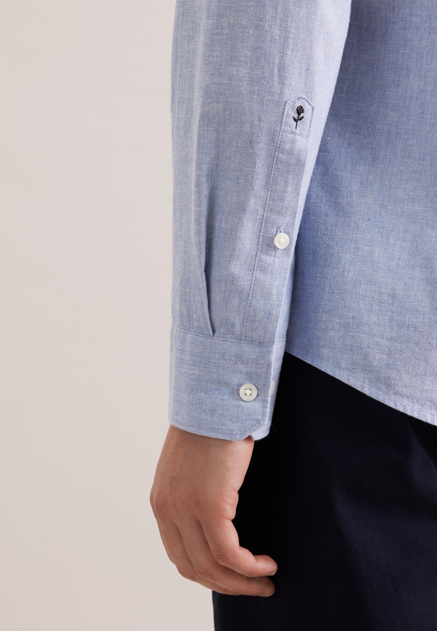 seidensticker Leinenhemd Slim 1/1 Button-Down-Kragen Uni