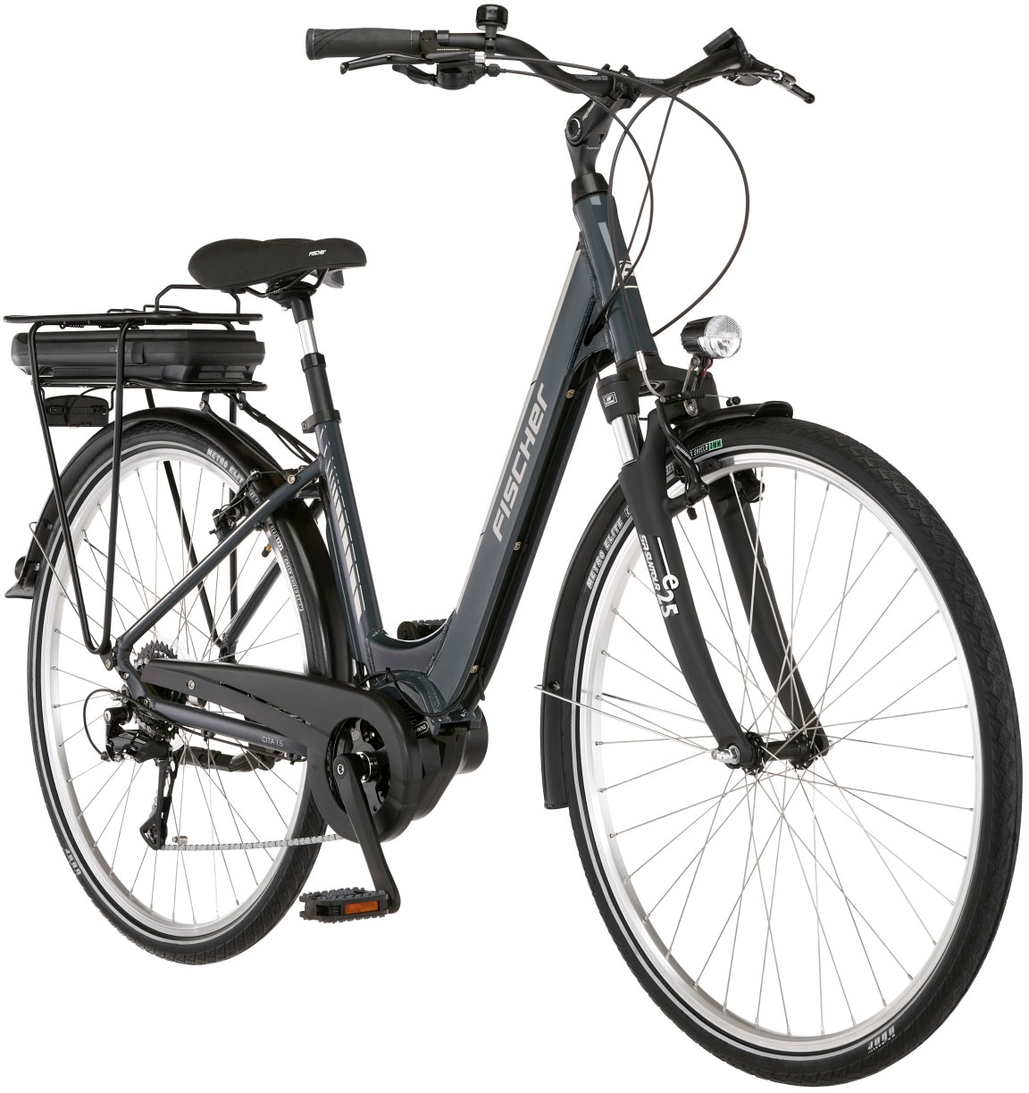 FISCHER Fahrrad E-Bike »CITA 1.5 522 44«, 8 Gang, Shimano, Acera, Mittelmotor 250 W, (Schloss), Pedelec, Elektrofahrrad für Damen u. Herren, Cityrad