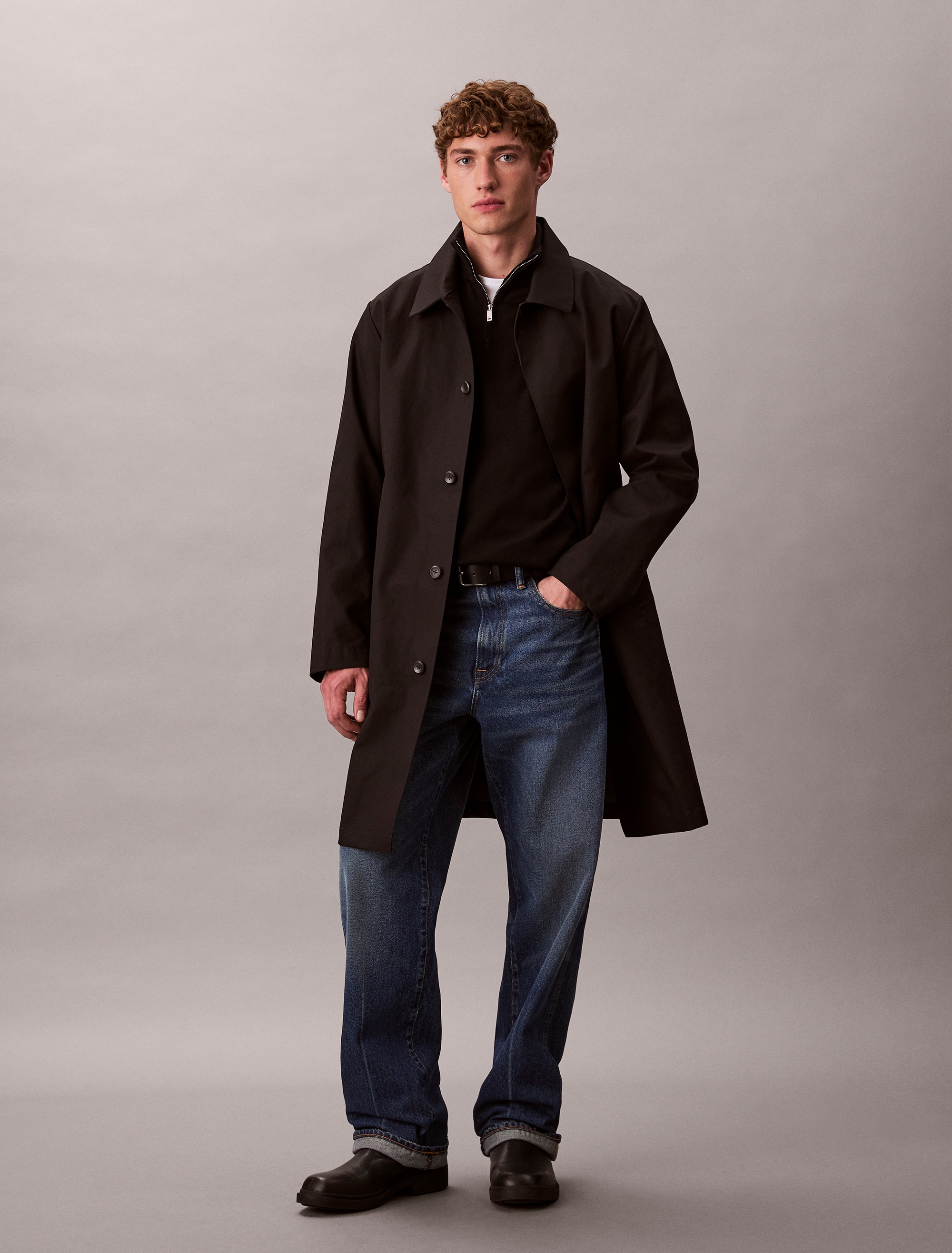 Calvin Klein Stehkragenpullover »LS 100% MERINO QZ 14GG« Mit Rundhalsausschnitt, regular fit