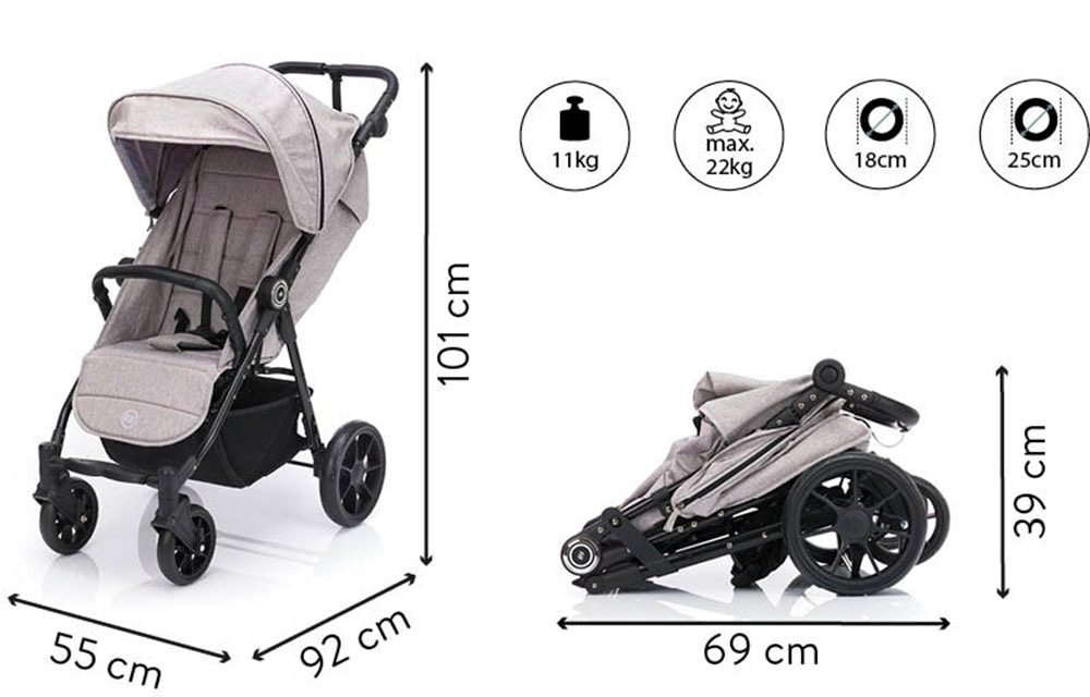 Fillikid Kinder-Buggy »Buggy Fill Allrounder, grau melange«, 22 kg