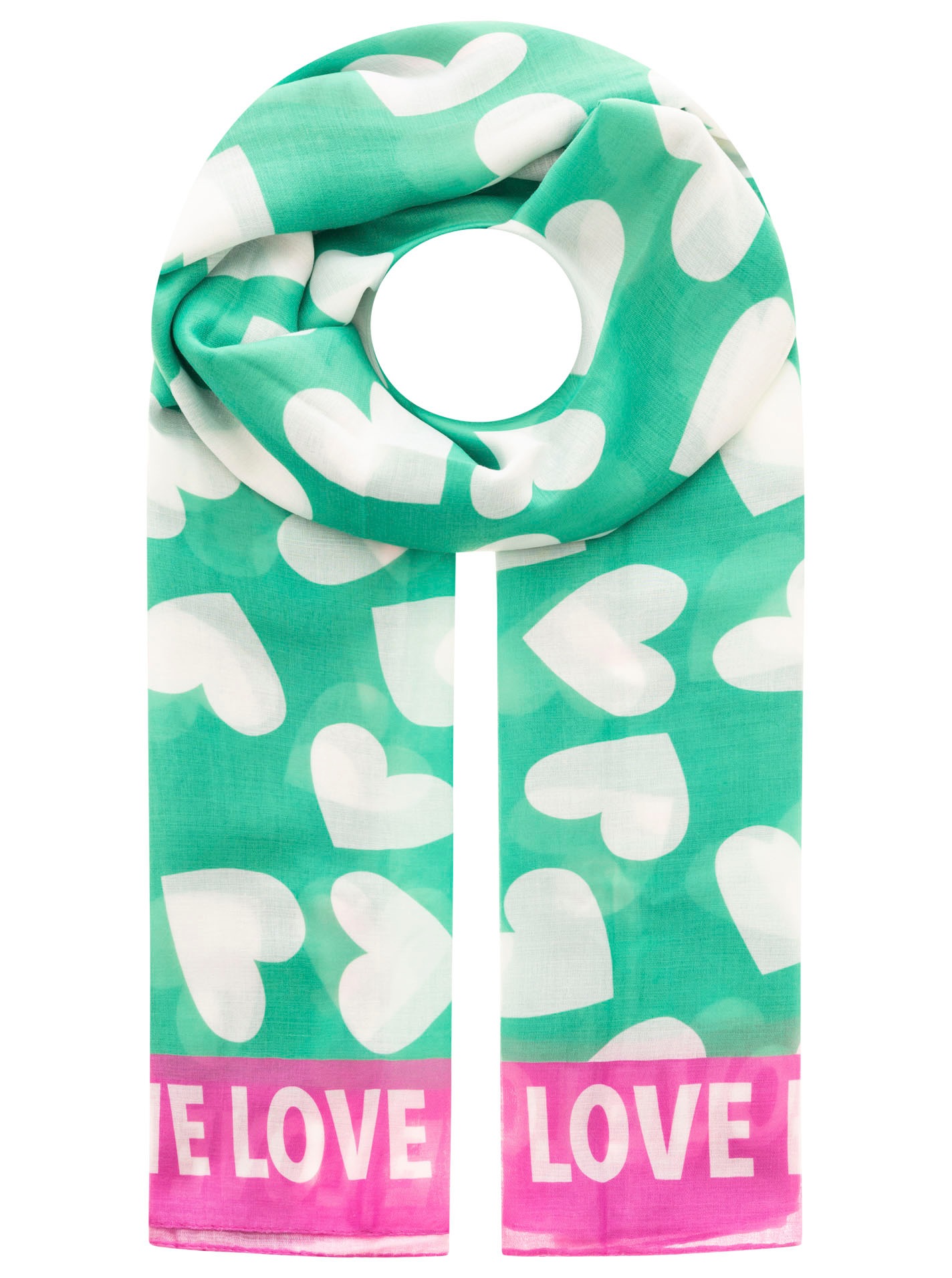 Zwillingsherz Schal »"Classic Hearts"« Herzmotiv, Schriftzug, transparent