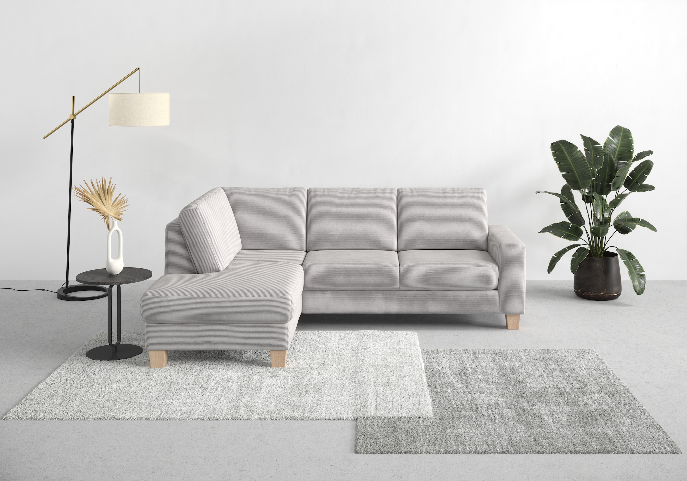 Home affaire Ecksofa »Summer L-Form« mit Ottomane, wahlweise mit Bettfunktion und Bettkasten, Cord-Bezug