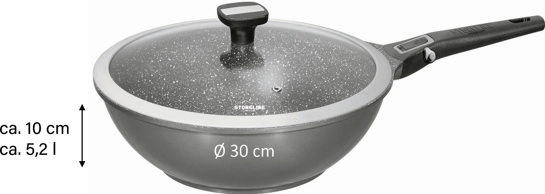 STONELINE Wok »Imagination PLUS«, Aluminiumguss, einzigartige Steinpartikel-Beschichtung, Ø 30 cm, Induktion