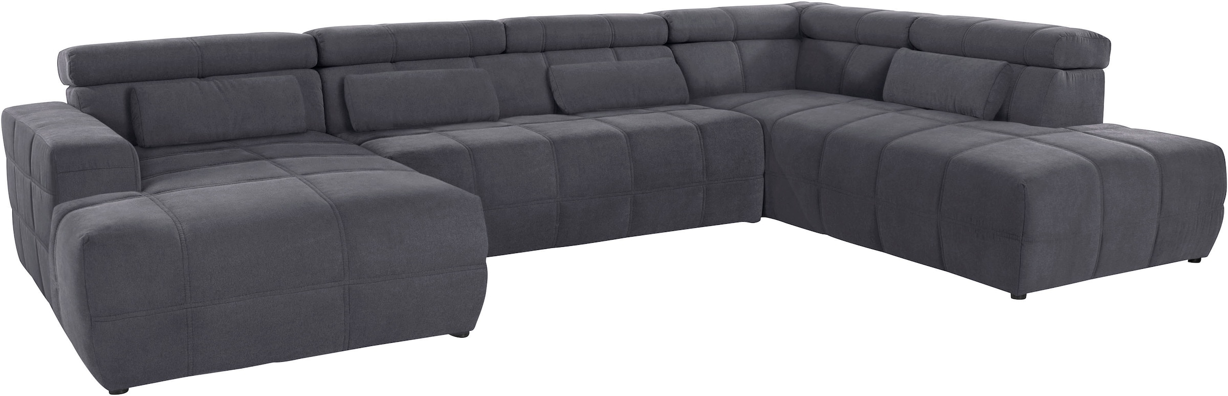 DOMO collection Wohnlandschaft »Brandon, whlw. mit Sitztiefenverstellung, inkl. Nierenkissen«, mit Kopfteilverstellung, wahlweise Sitztiefenverstellung, U-Form
