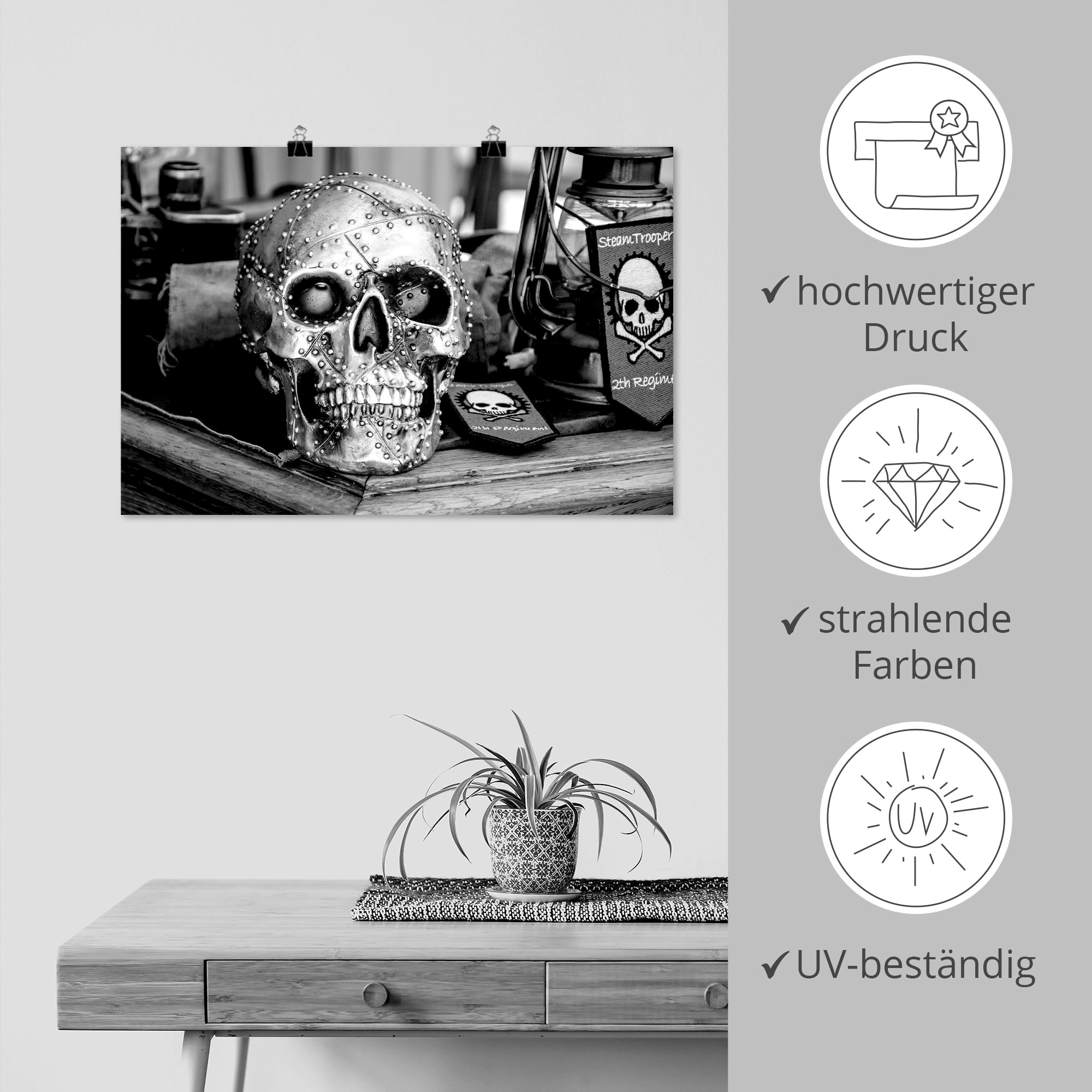 Artland Wandbild »Totenkopf«, klassische Fantasie, (1 St.), als Leinwandbild, Poster, Wandaufkleber in verschied. Größen