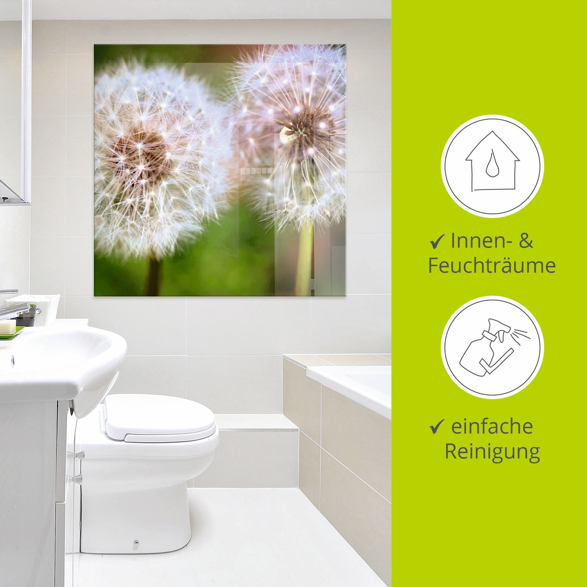 Artland Glasbild »Pusteblume Zweisamkeit«, Blumen, (1 St.), in verschiedenen Größen
