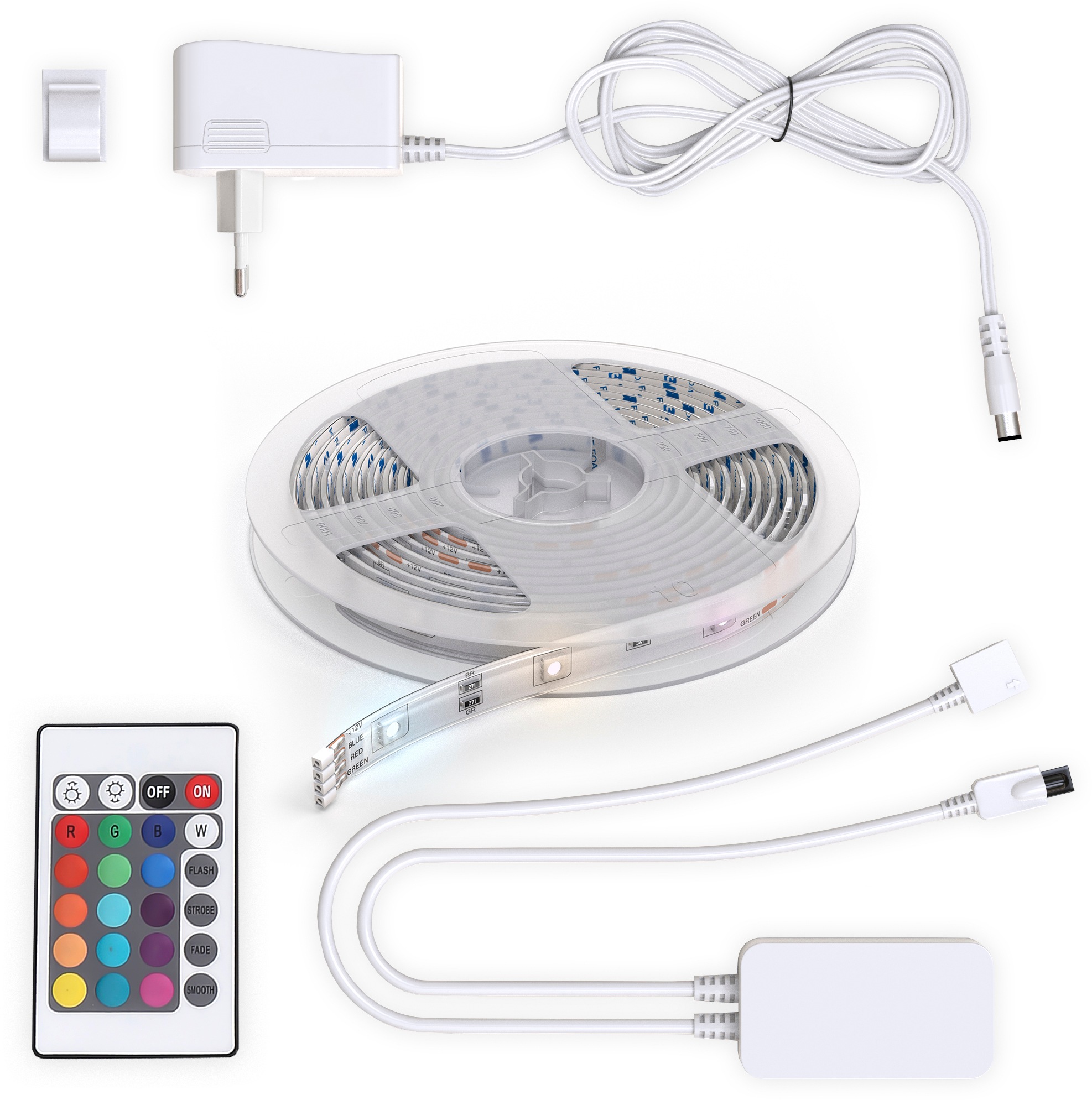 B.K.Licht LED Stripe, WIFI RGB-LED Flexband 3 Meter,  inkl. 90 x RGB-LED je 0,10 Watt, alle 10cm kürzbar, inkl. Fernbedienung, für den Innenbereich