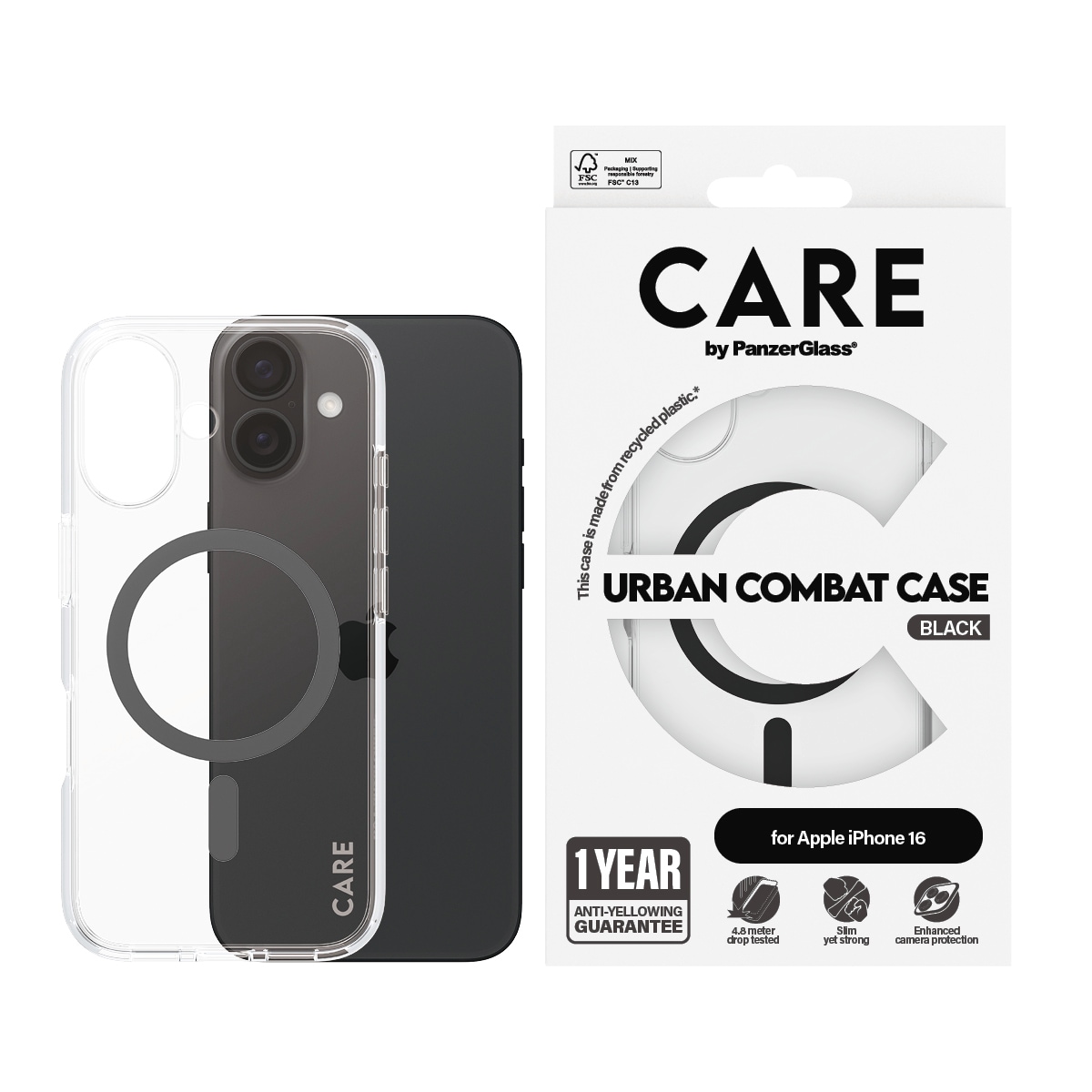 CARE by PanzerGlass Handyhülle »Urban Combat Case mit MagSafe für Apple iPhone 16« Smartphones Backcover, Schutzhülle, Handyschutzhülle, Case, Schutzcase, stoßfest