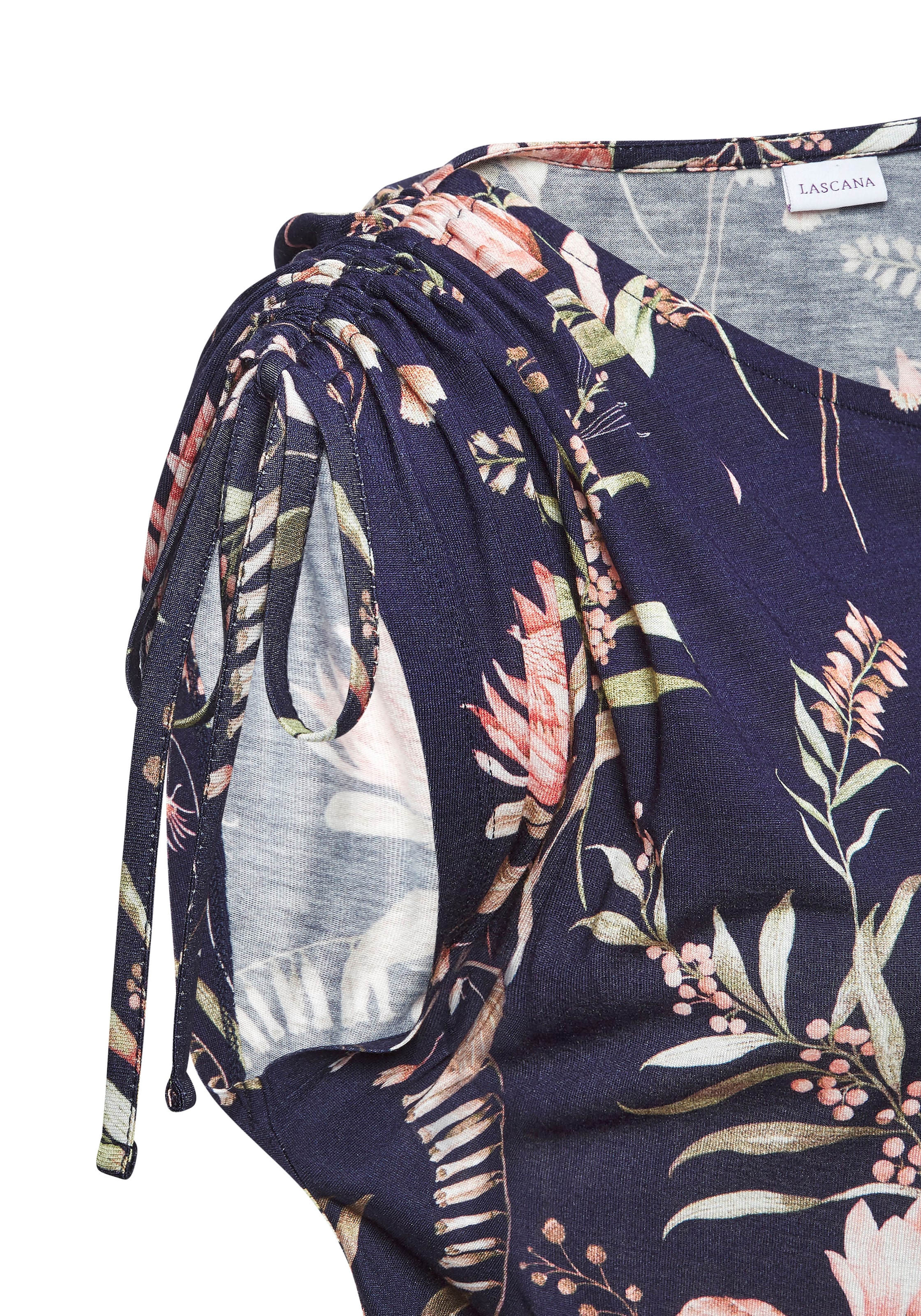 Vivance Jerseykleid, mit Blumenprint, lockeres Sommerkleid, Strandkleid