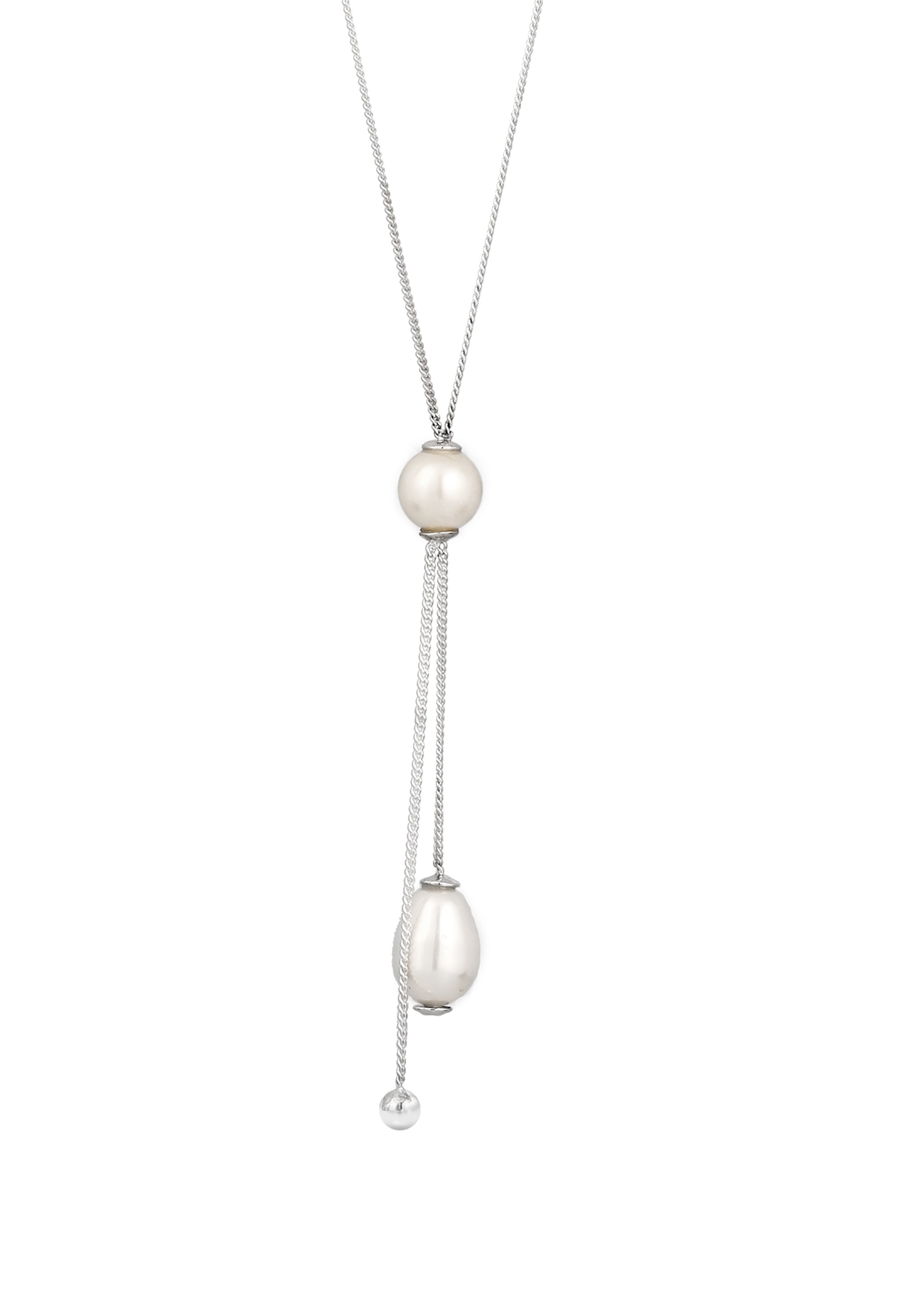 Elli Y-Kette »Halskette Y-Halskette Synthetische Perle Weiß 925 Sterling Silber, mit Kristallen von Swarovski®«