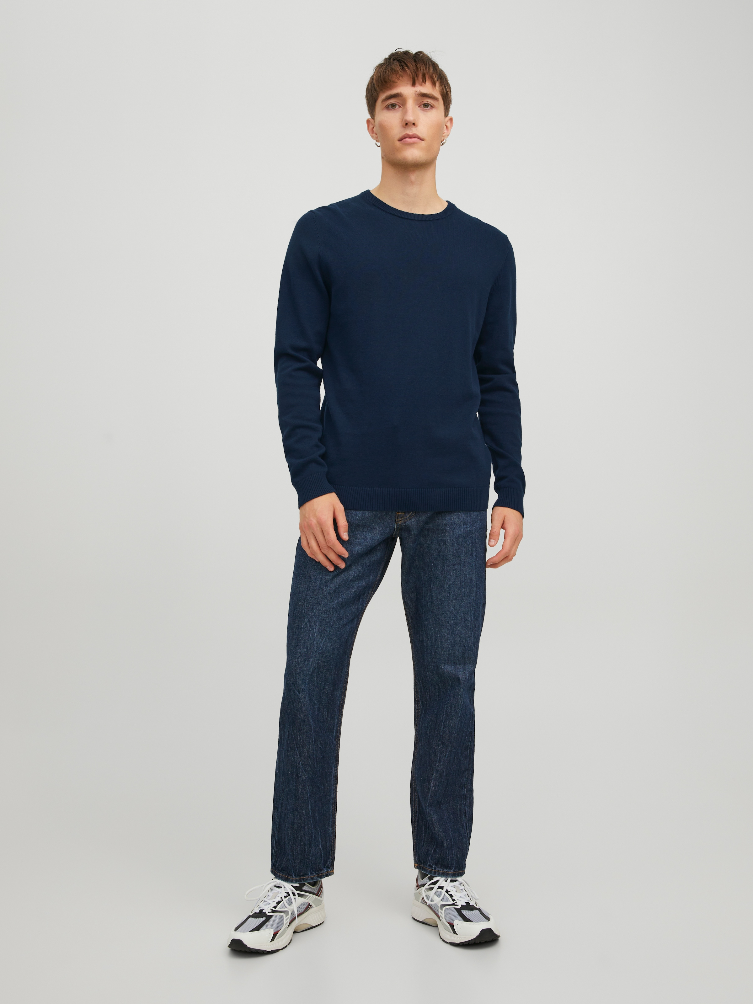 Jack & Jones Rundhalspullover »JJEBASIC mit Rundhals, ideal für Job und Freizeit« unifarben, modisch, slim fit, Baumwolle, Rundhals